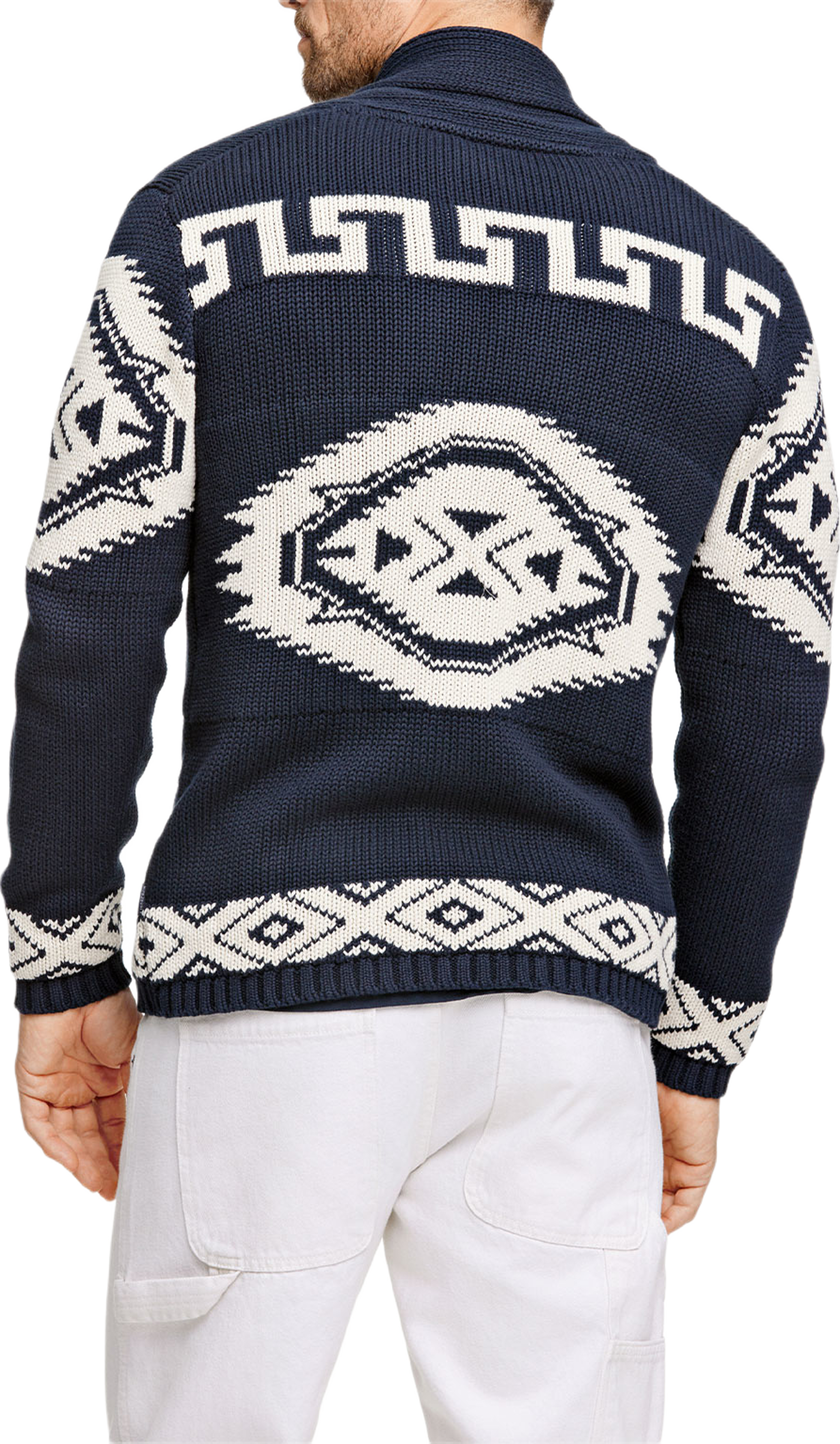 Lindbergh Shawl collar intarsia cardigan Knit, från Lindbergh, i färgen Navy. Klicka för att öppna bilden i stort format