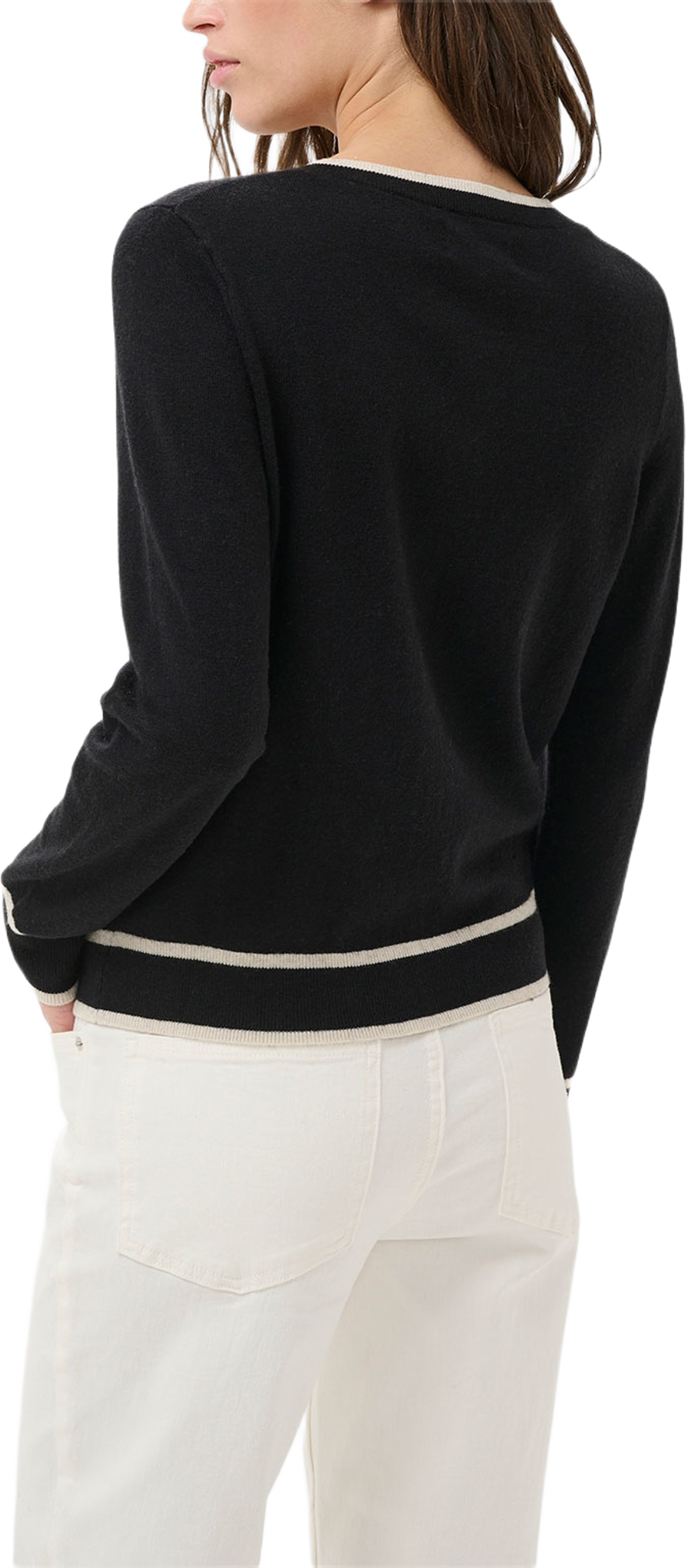 EllahPW Cardigan, från Part Two, i färgen Black Contrast Whitecap Gray. Klicka för att öppna bilden i stort format