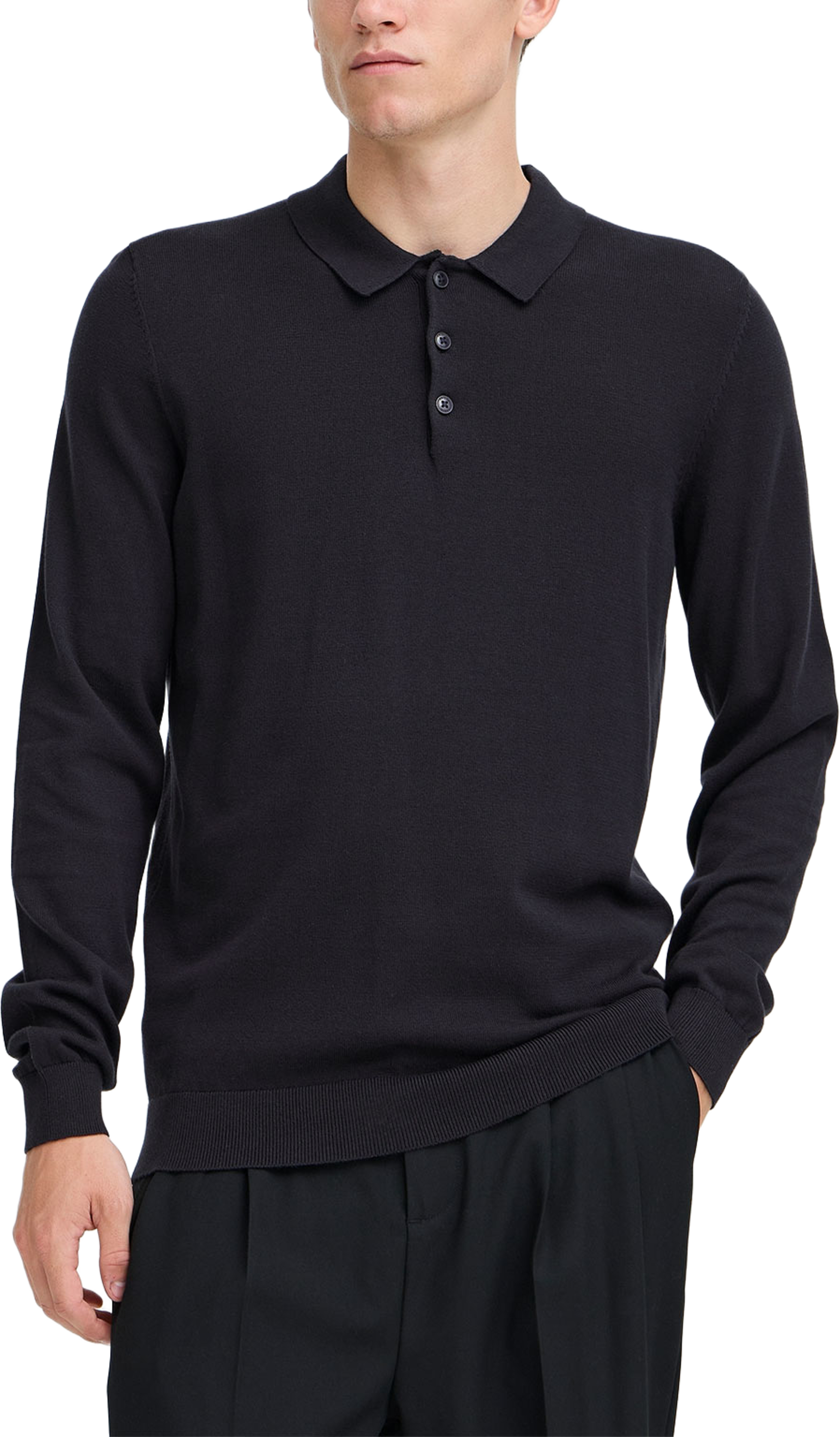 Cfosvald Knitted Polo Pullover, från Casual Friday, i färgen Dark Navy. Klicka för att öppna bilden i stort format