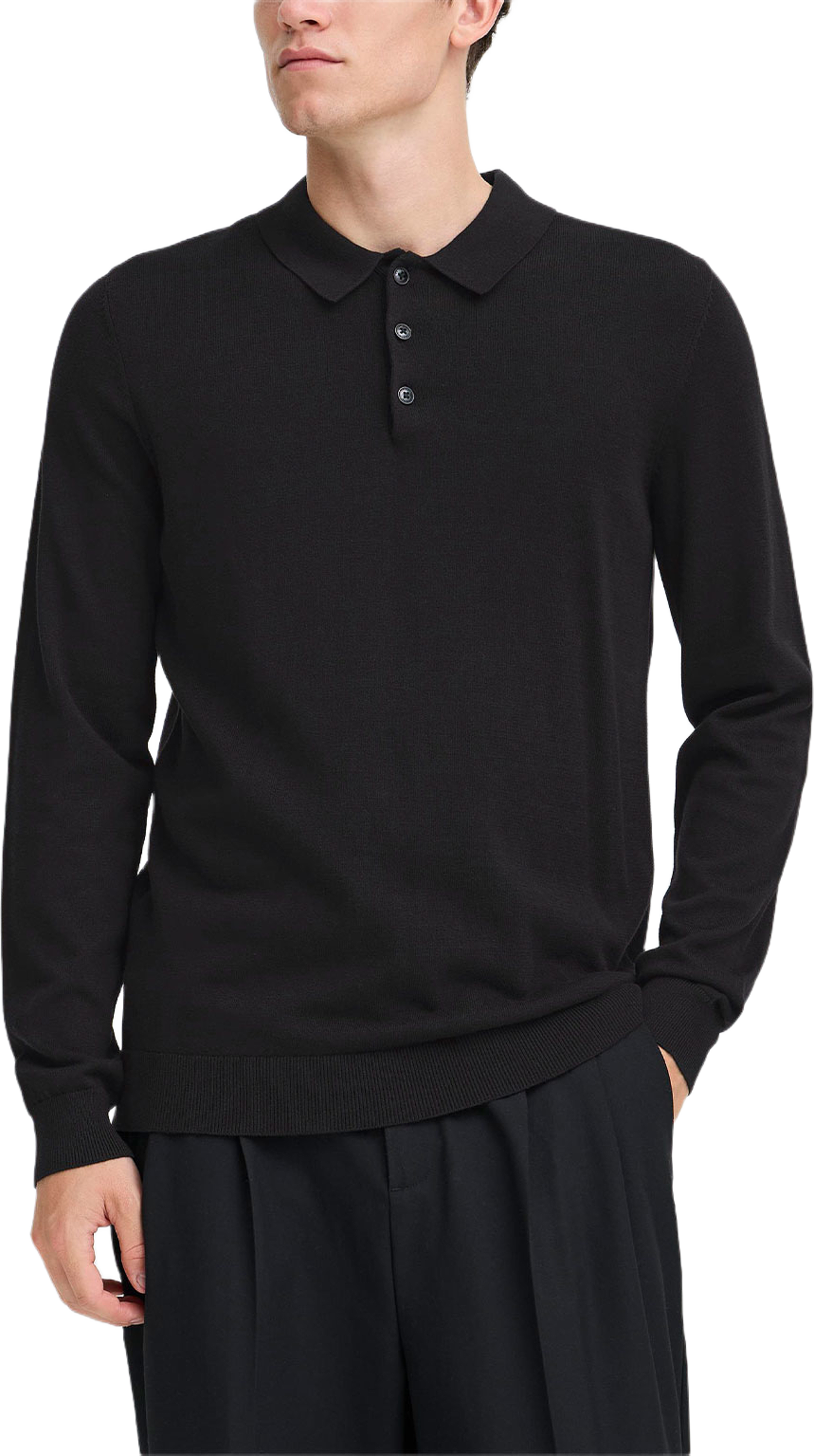Cfosvald Knitted Polo Pullover, från Casual Friday, i färgen Black Beauty. Klicka för att öppna bilden i stort format
