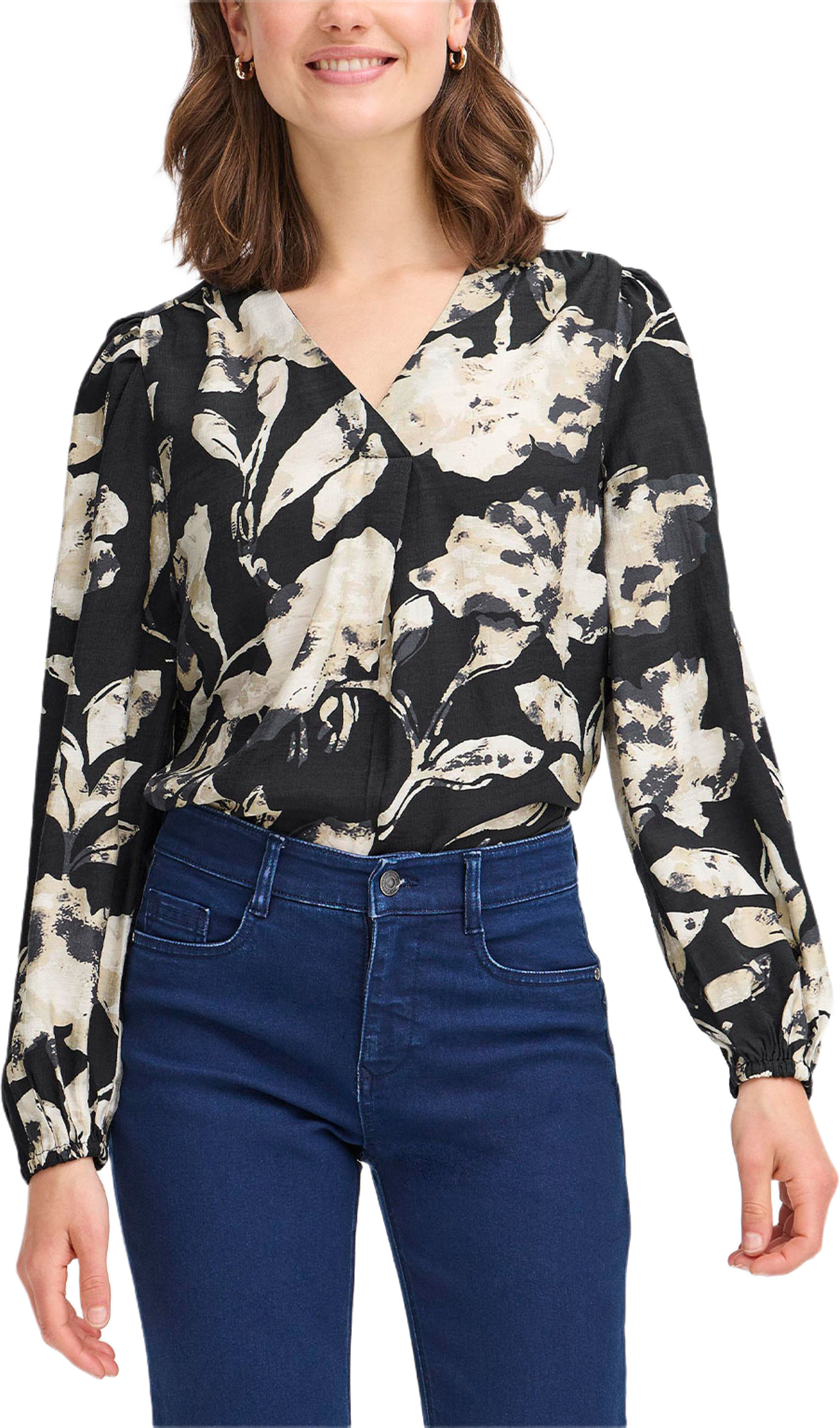 Frariana Blouse, från Fransa, i färgen Dis Floral Black.