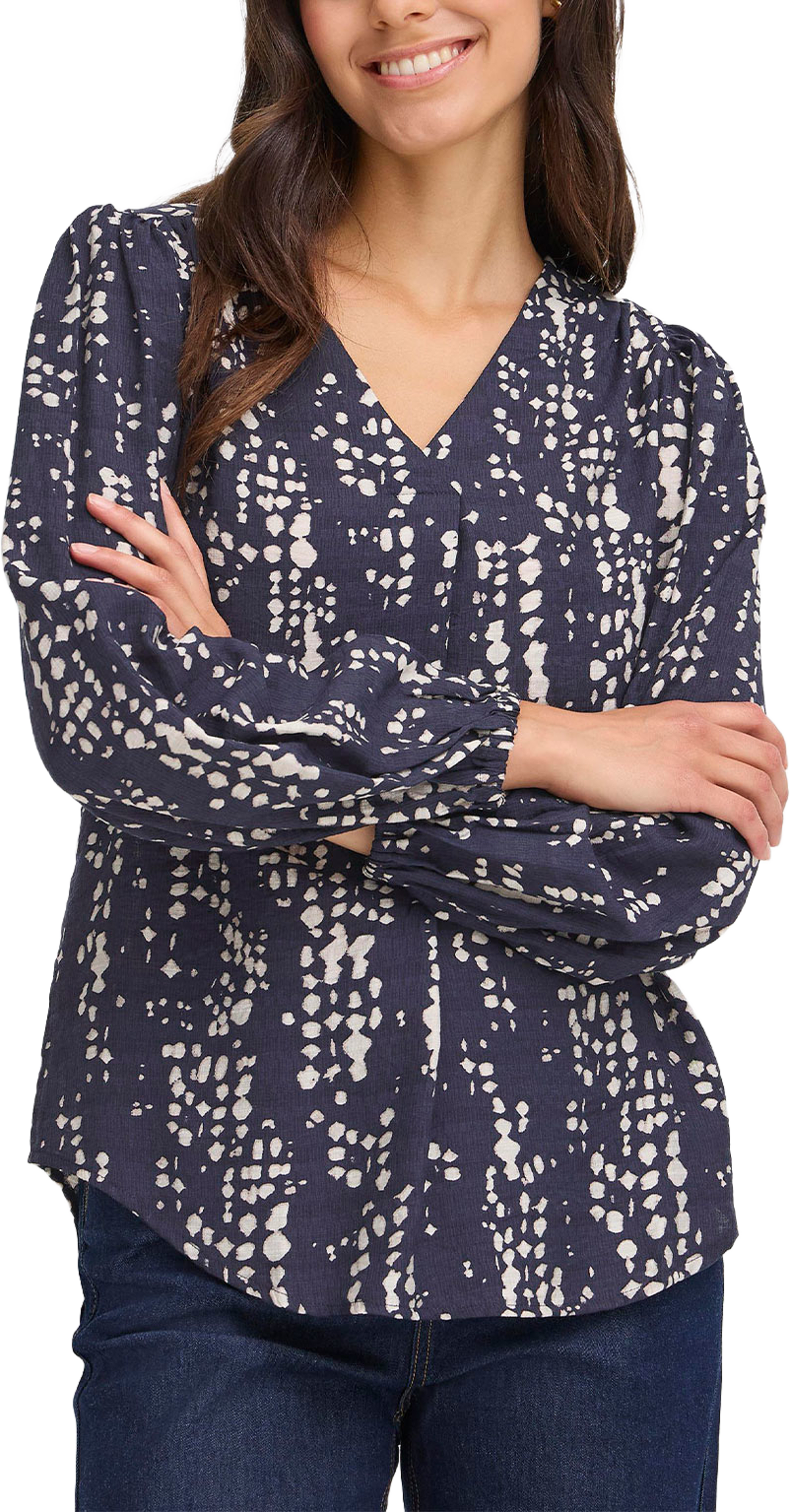 Frariana Blouse, från Fransa, i färgen Nightsky Driz Drop.
