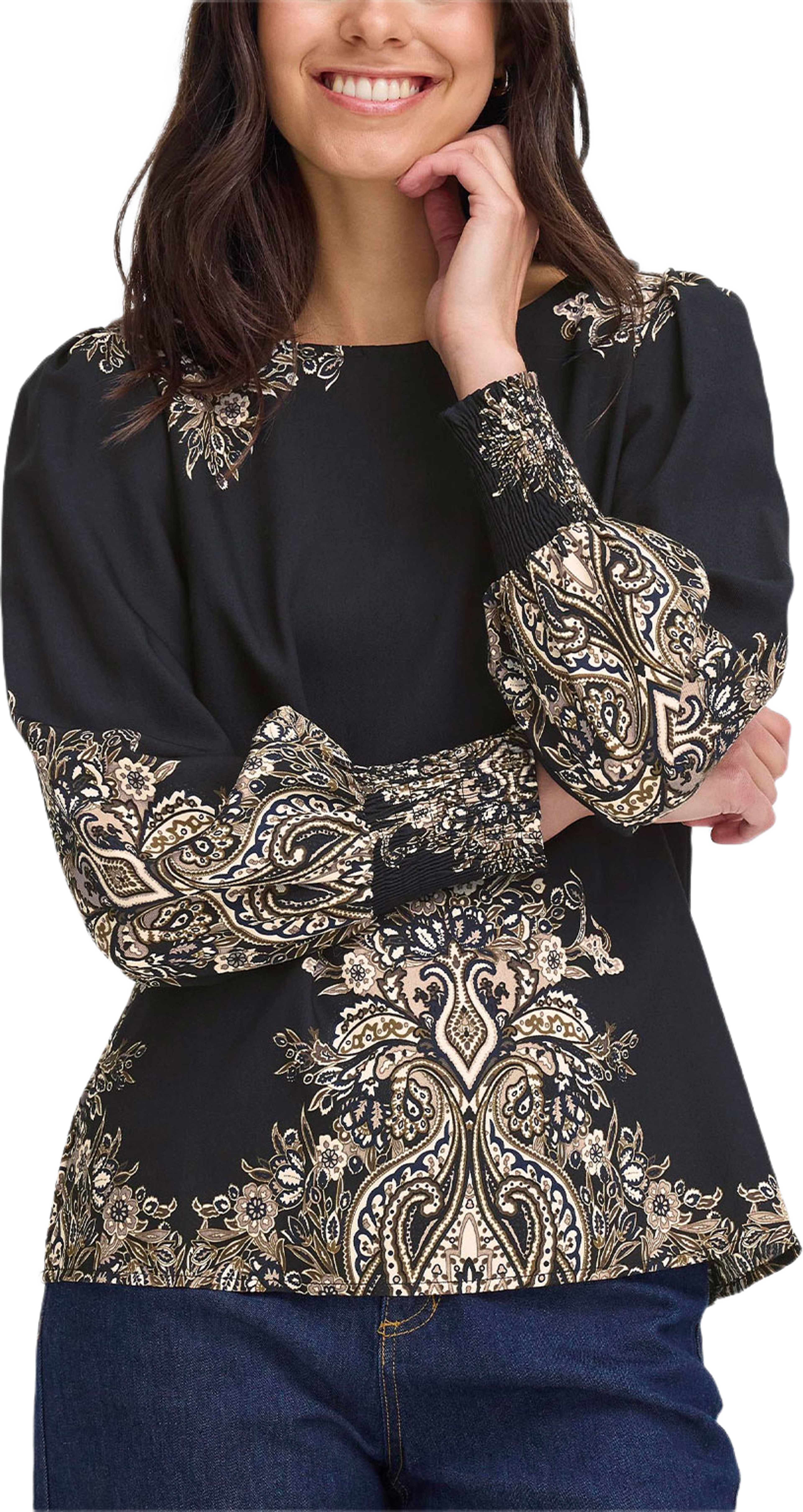 FRADARA Blouse, från Fransa, i färgen Black Paisley.
