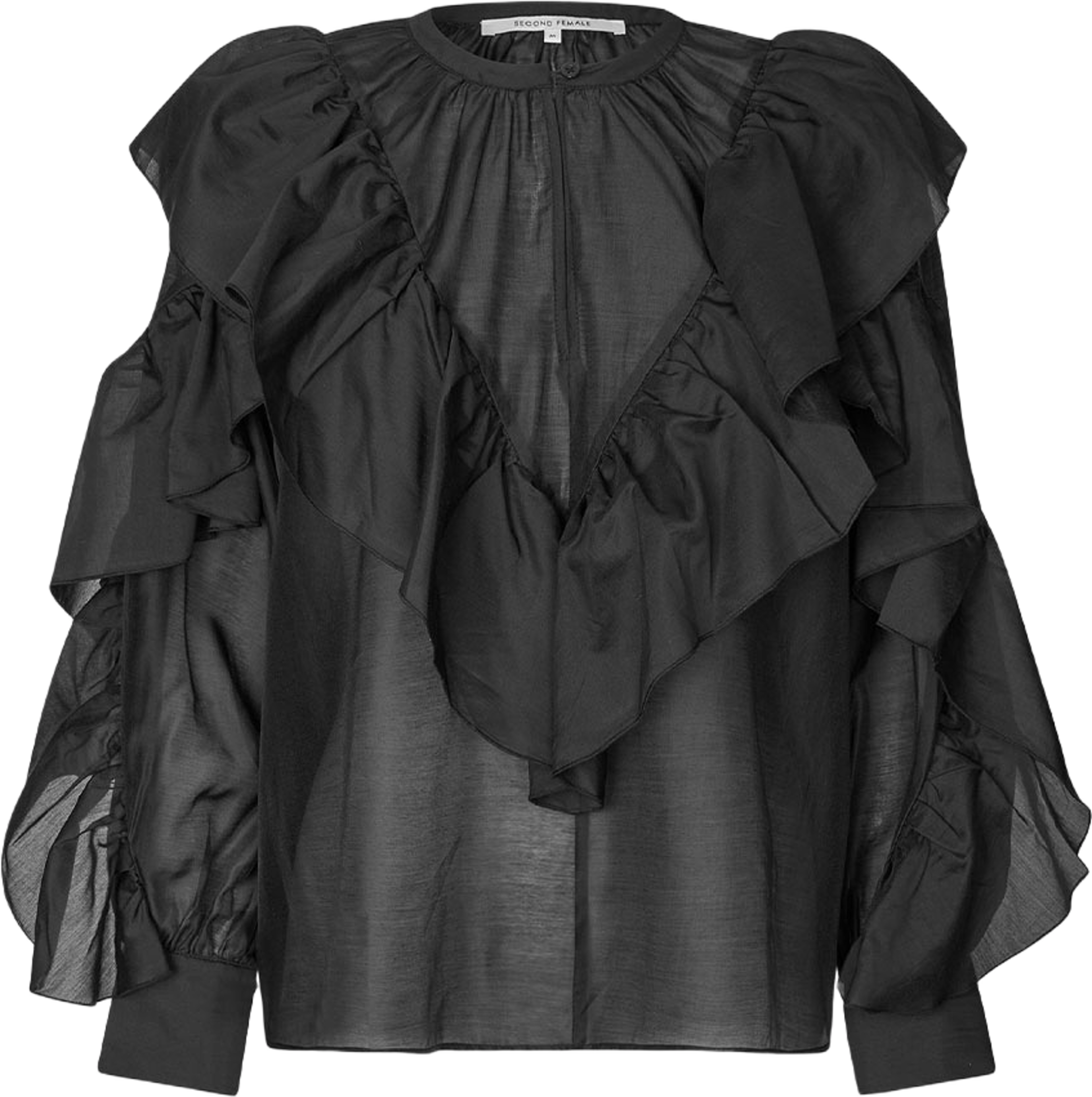Fria Frill Blouse, från Second Female, i färgen Black. Klicka för att öppna bilden i stort format