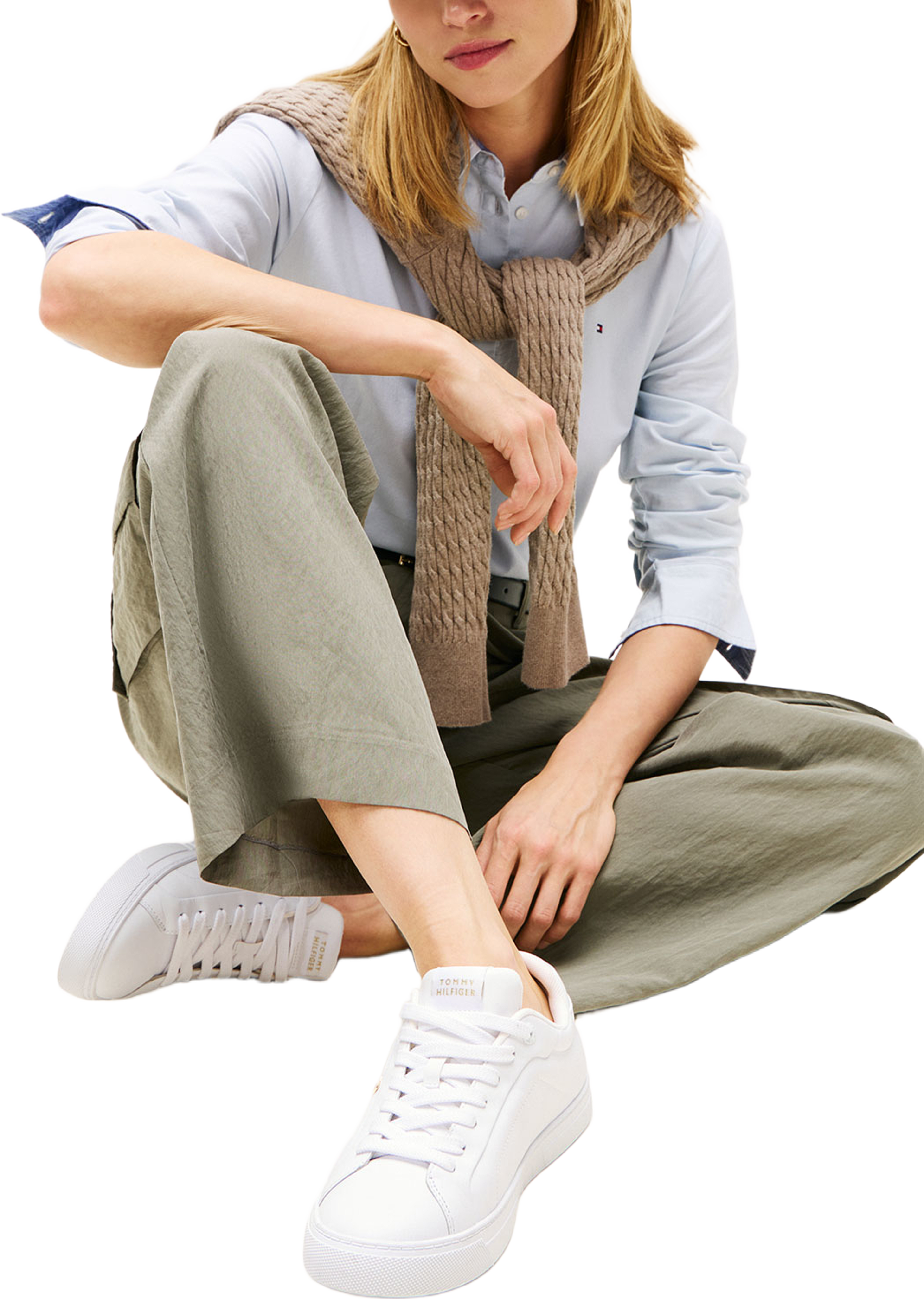 Leather Court Trainers, från Tommy Hilfiger, i färgen White. Klicka för att öppna bilden i stort format