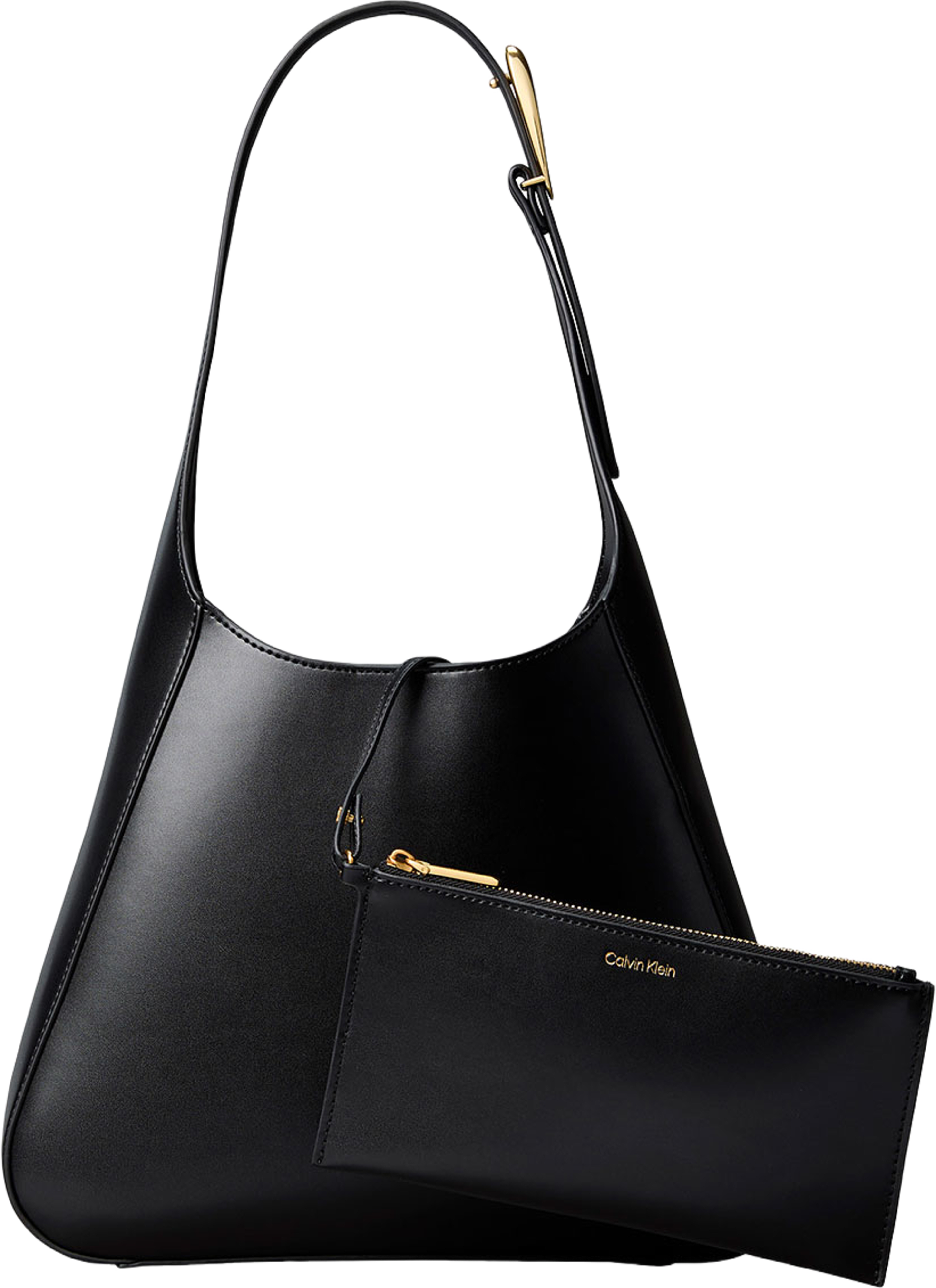 Engraved Medium Shoulder Bag, från Calvin Klein, i färgen Black/ Tumbled Deep Gold. Klicka för att öppna bilden i stort format