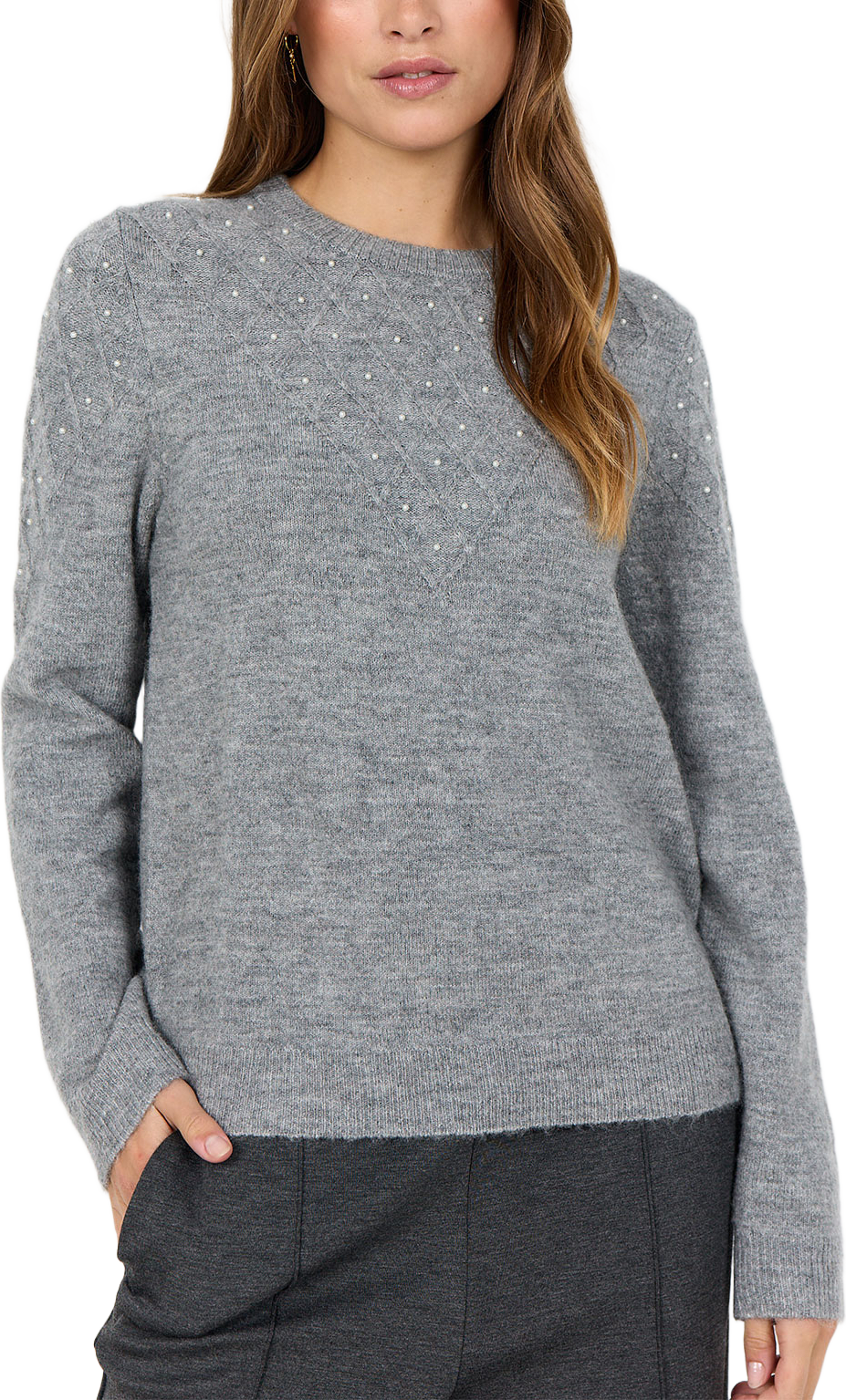 Soyaconcept Sc-Nessie 73 Pullover, från Soyaconcept, i färgen Med. Grey Melange. Klicka för att öppna bilden i stort format