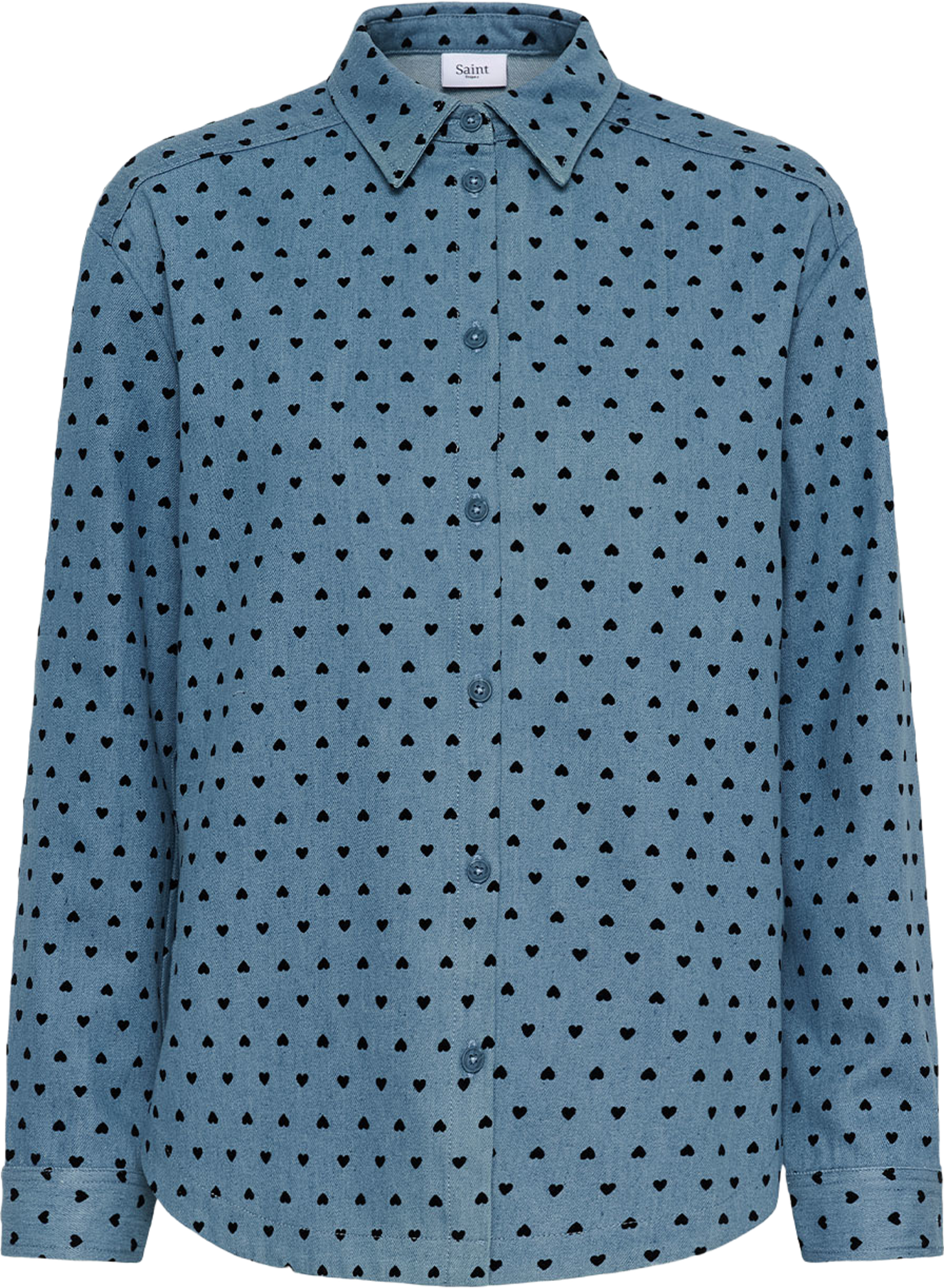 Pegina Shirt, från Saint Tropez, i färgen Black Mini Reversed Hearts. Klicka för att öppna bilden i stort format