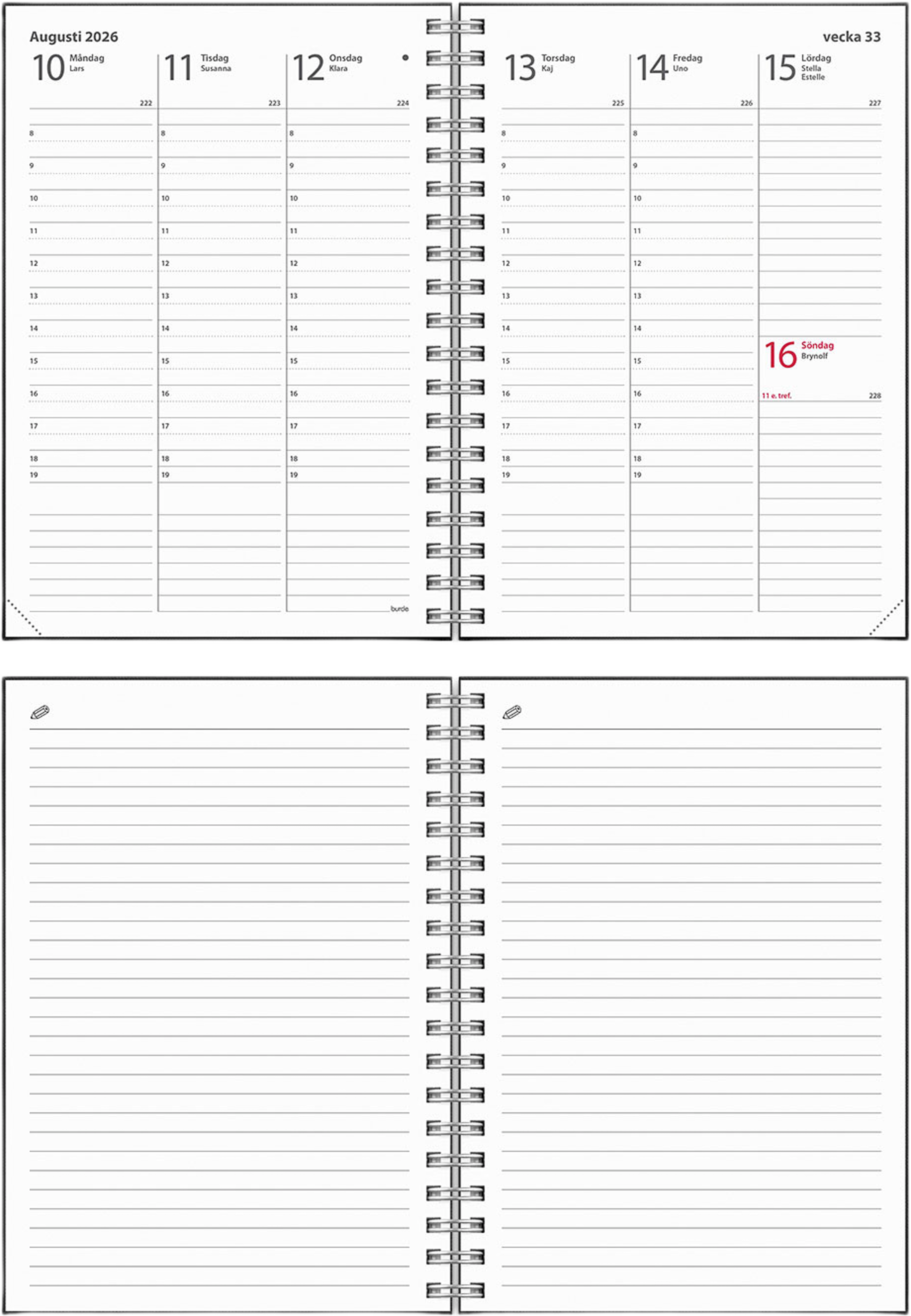 Kalender 2026 Weekly A6 Textile svart, från Burde, i färgen Black. Klicka för att öppna bilden i stort format