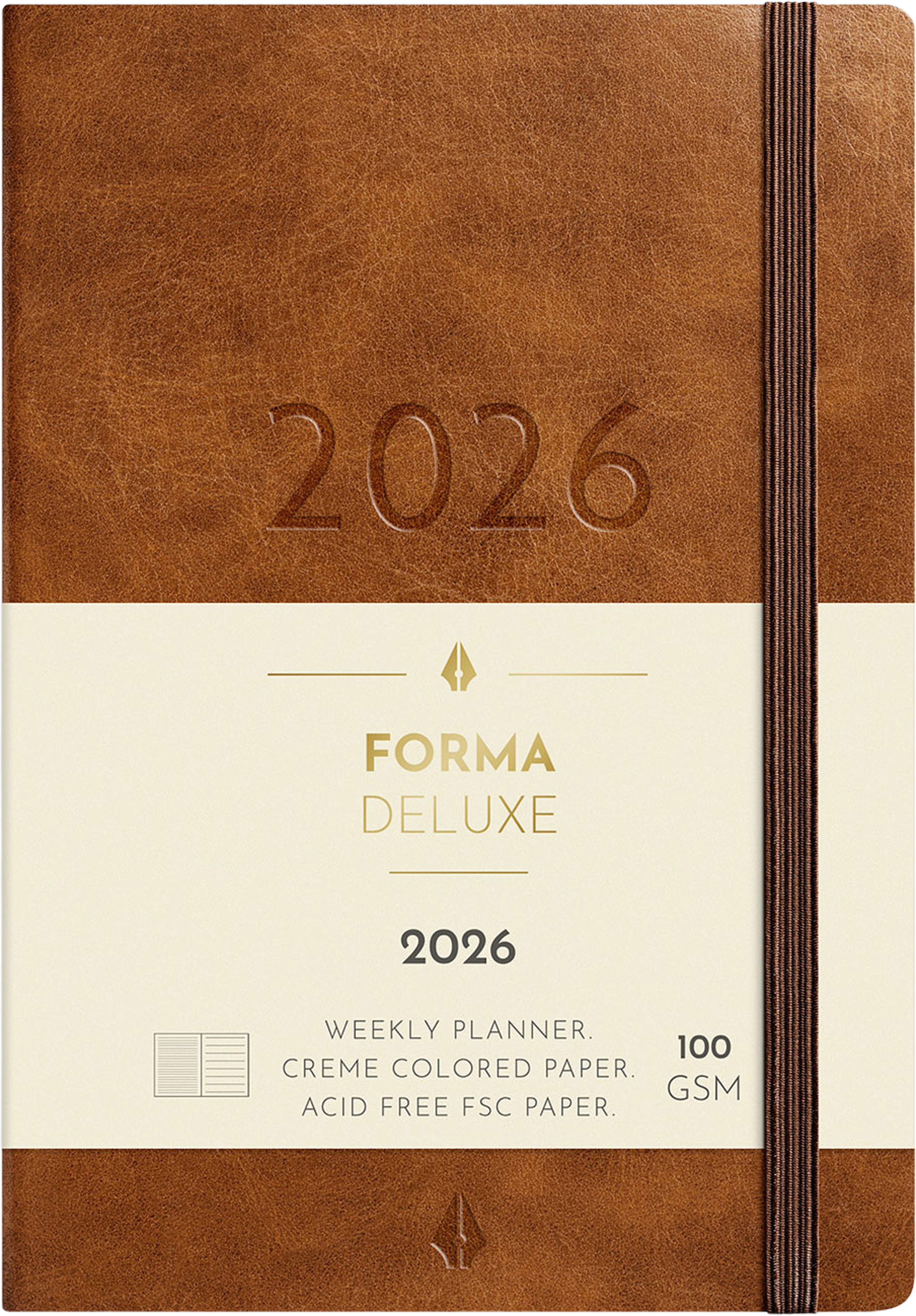 Kalender 2026 Liten Veckokalender Forma Deluxe brun, från Burde, i färgen Brown. Klicka för att öppna bilden i stort format