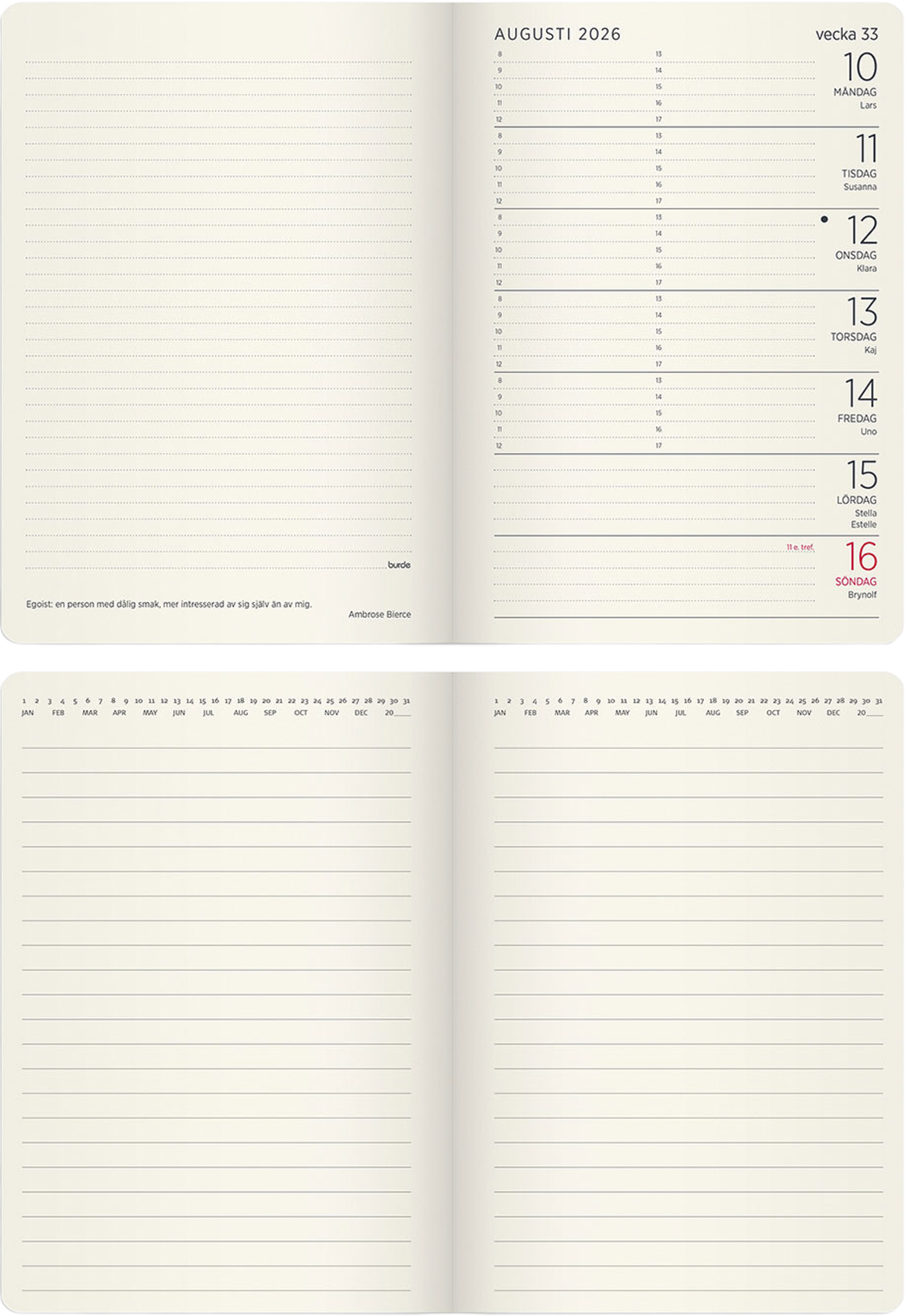 Kalender 2026 Liten Veckokalender Forma Deluxe brun, från Burde, i färgen Brown. Klicka för att öppna bilden i stort format