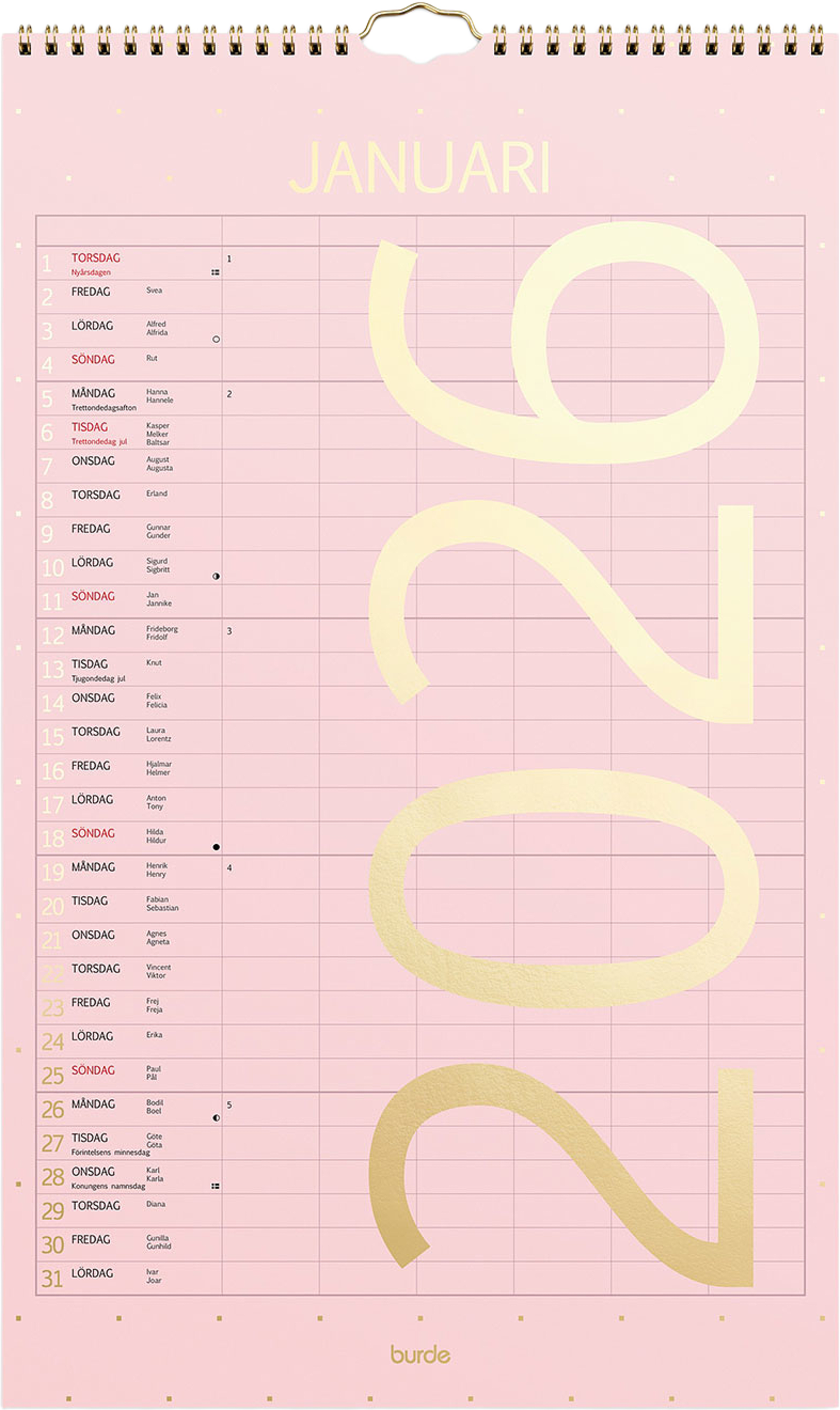Familjekalender 2026 Color, från Burde, i färgen Multi. Klicka för att öppna bilden i stort format