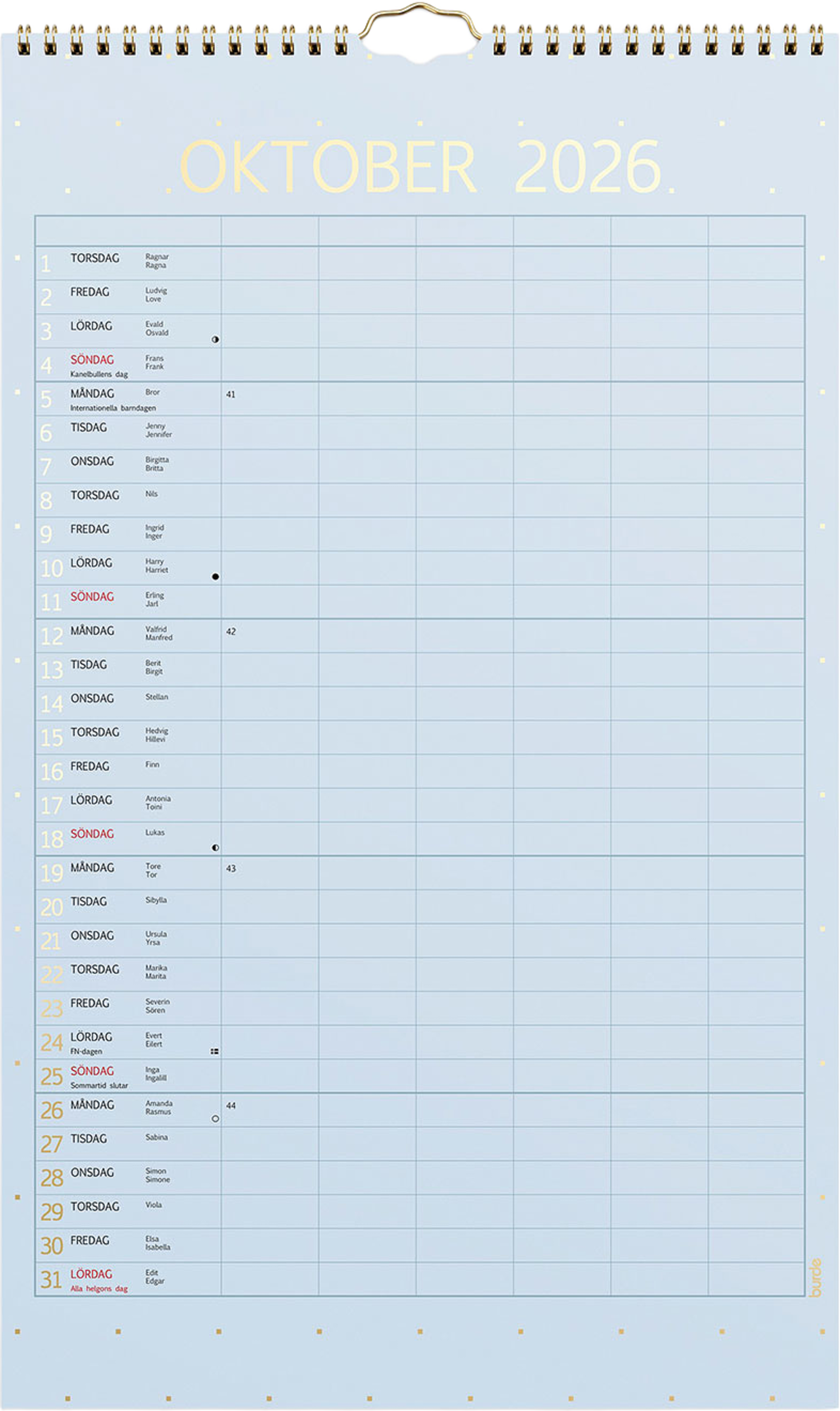 Familjekalender 2026 Color, från Burde, i färgen Multi. Klicka för att öppna bilden i stort format