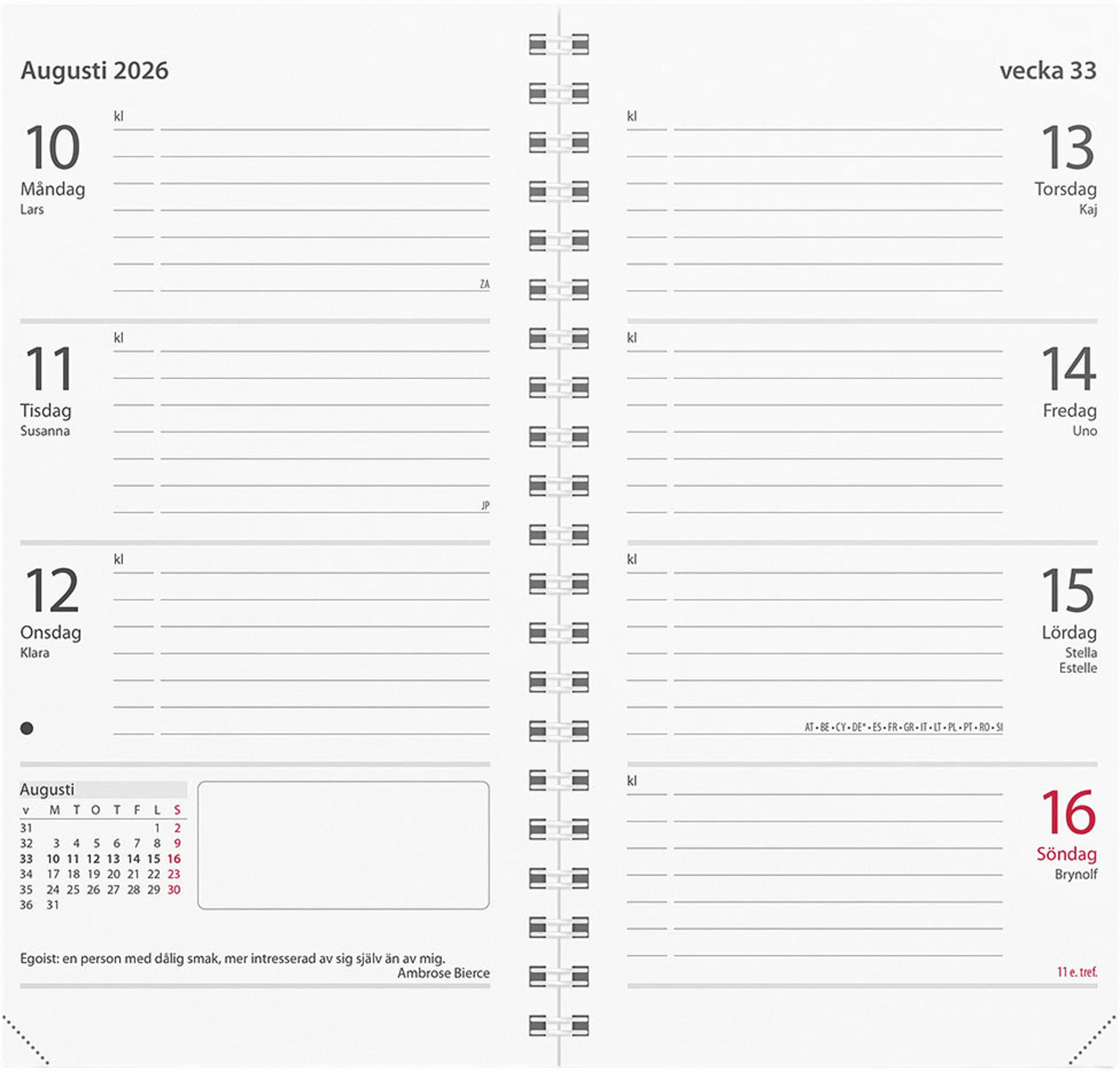 Kalender 2026 Master refill, från Burde, i färgen Black. Klicka för att öppna bilden i stort format