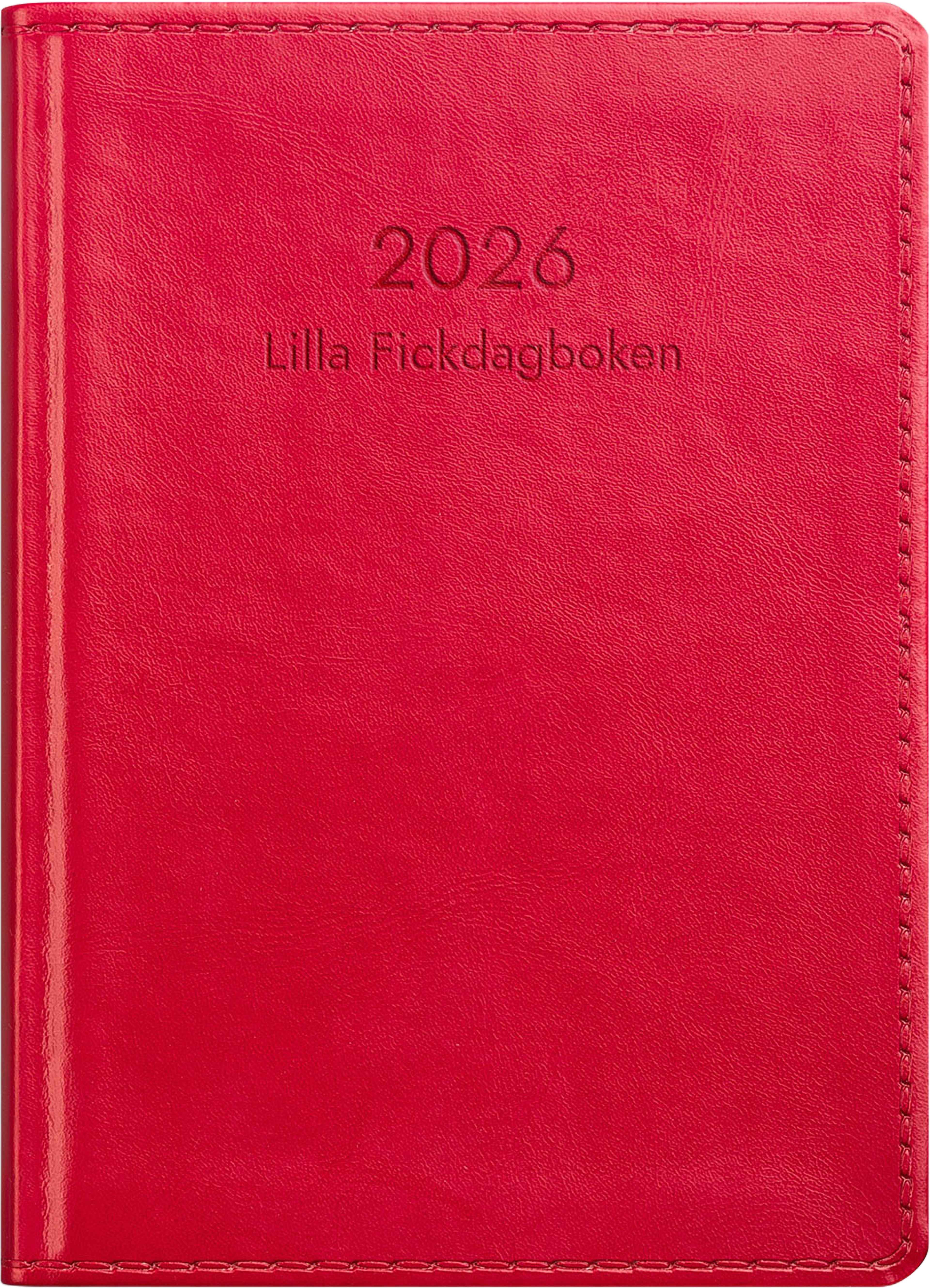 Kalender 2026 Lilla Fickdagboken rött konstläder, från Burde, i färgen Red. Klicka för att öppna bilden i stort format