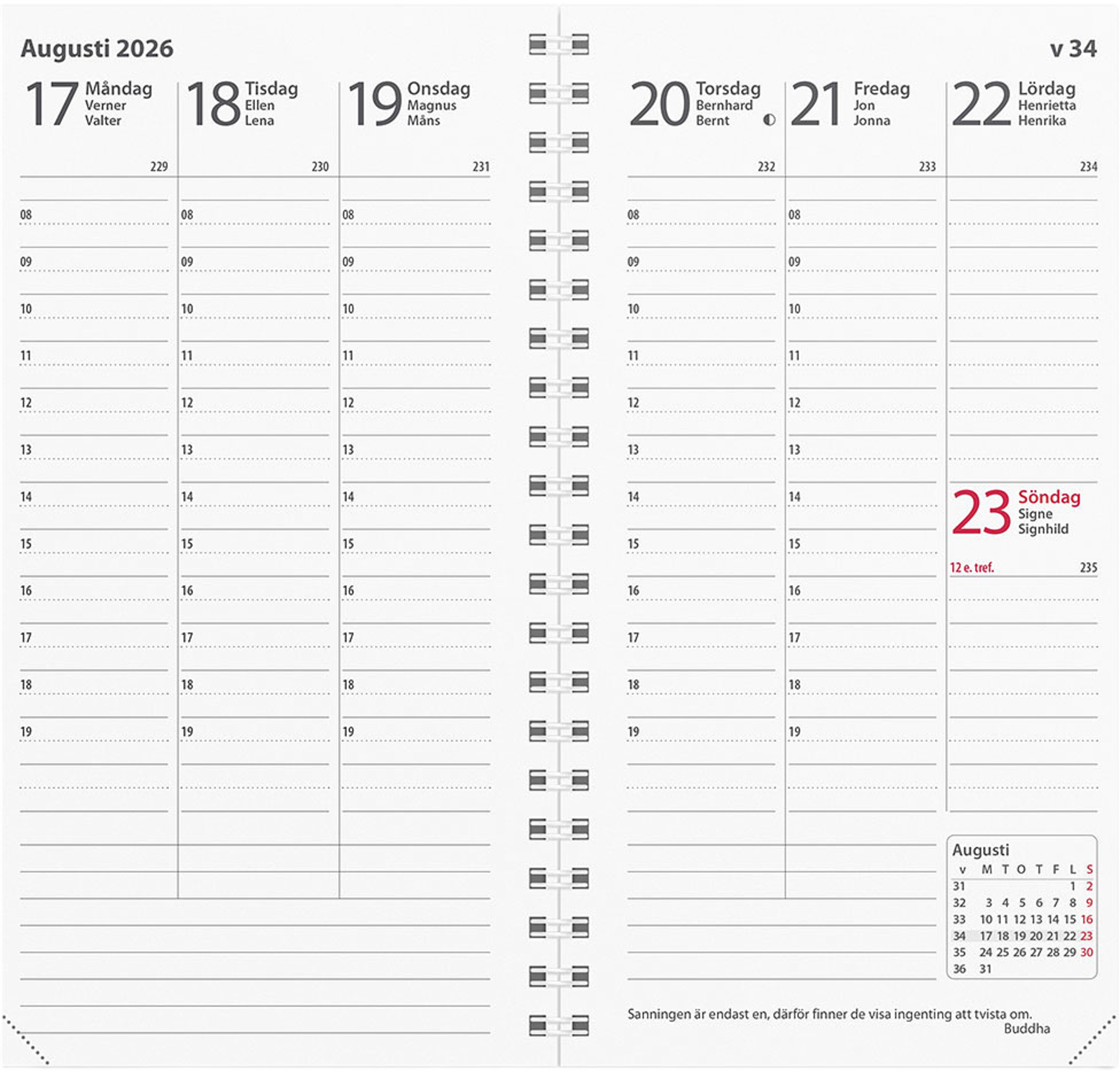 Kalender 2026 Interplano refill, från Burde, i färgen Black. Klicka för att öppna bilden i stort format