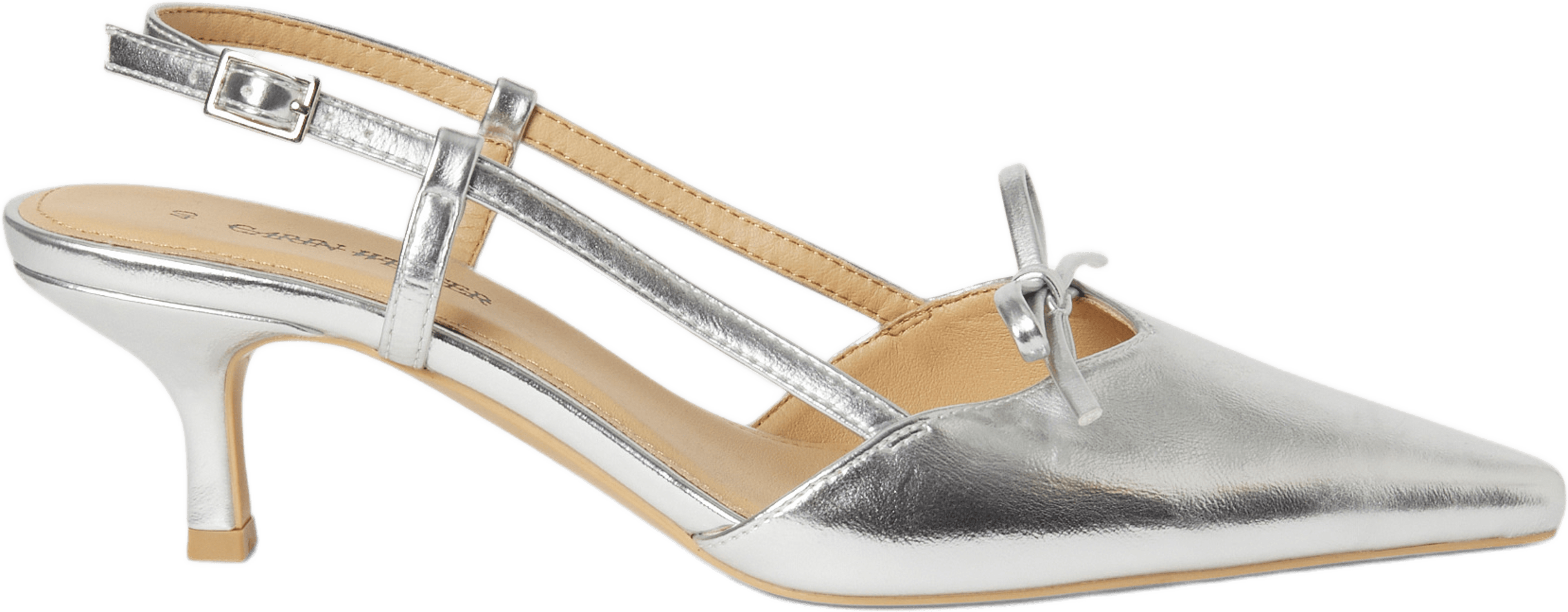 Slingback-sandaler med klack, från Carin Wester, i färgen Silver. Klicka för att öppna bilden i stort format