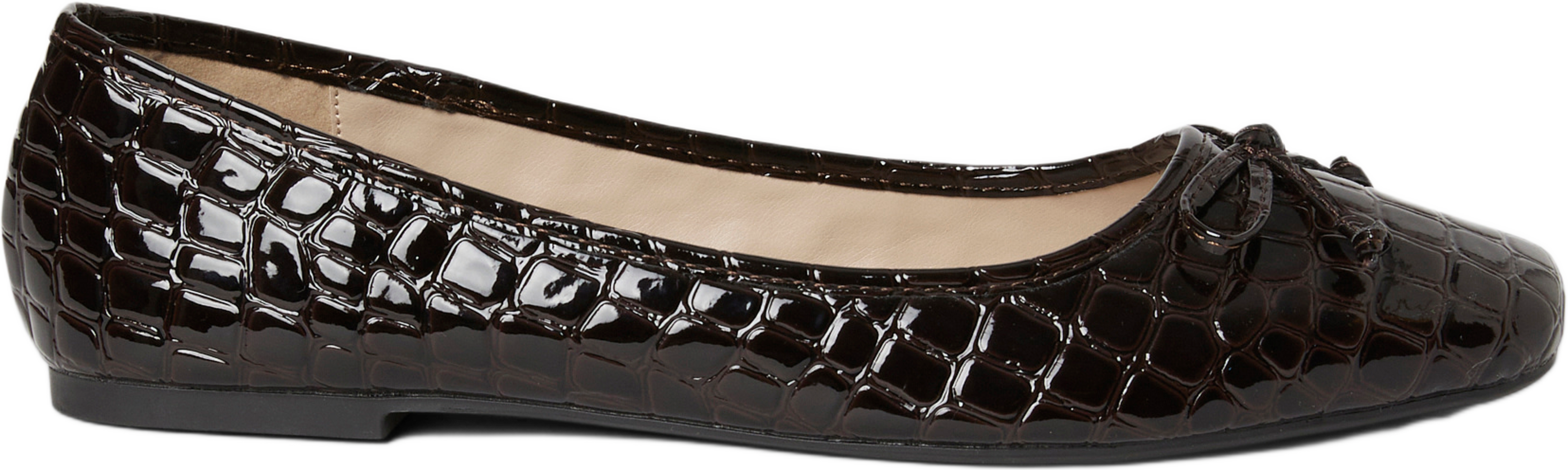 Ballerinaskor med crocostruktur, från Carin Wester, i färgen Dark Brown Croc. Klicka för att öppna bilden i stort format