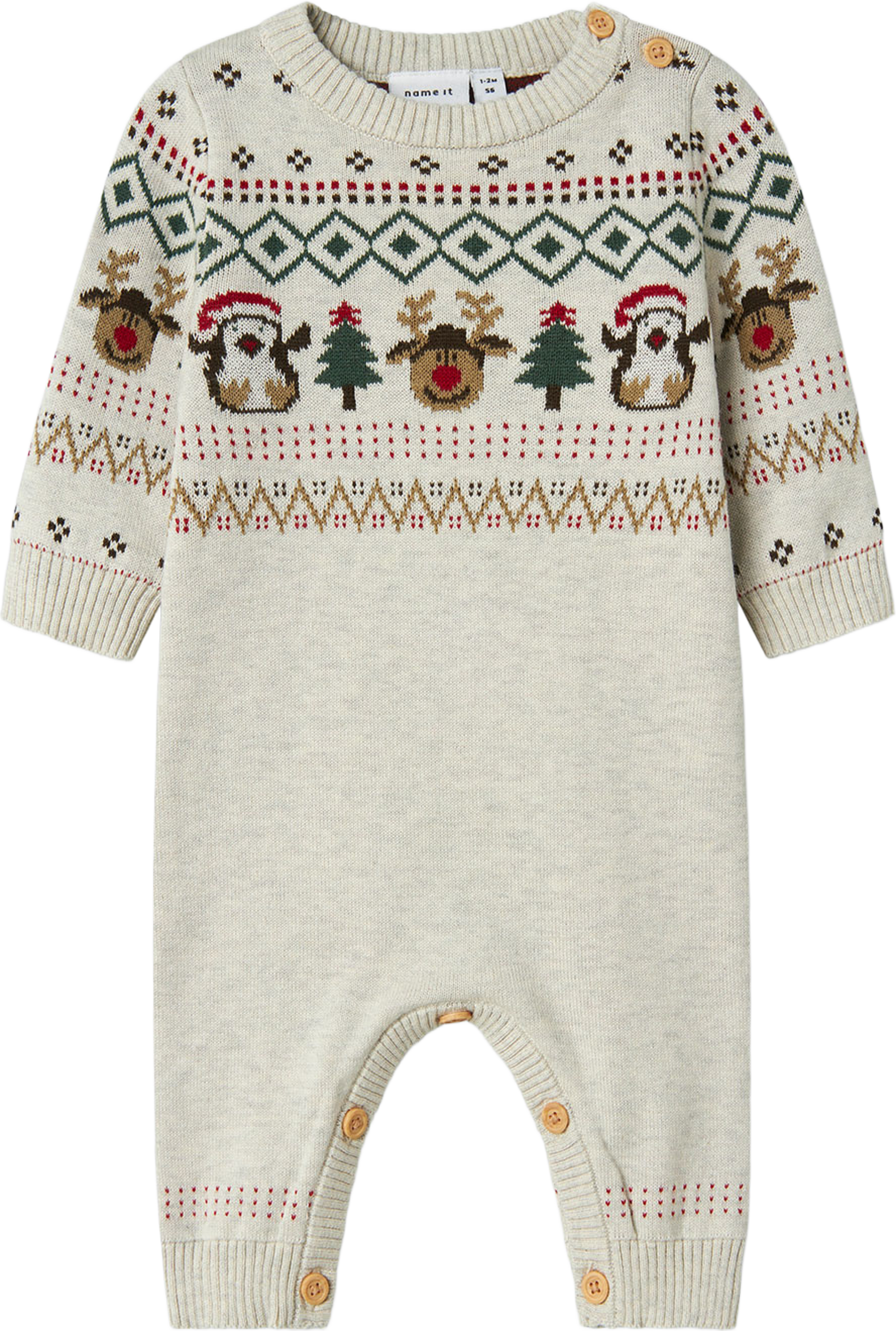 NBNRALKO Stickad onesie, från Name It, i färgen Peyote Melange. Klicka för att öppna bilden i stort format
