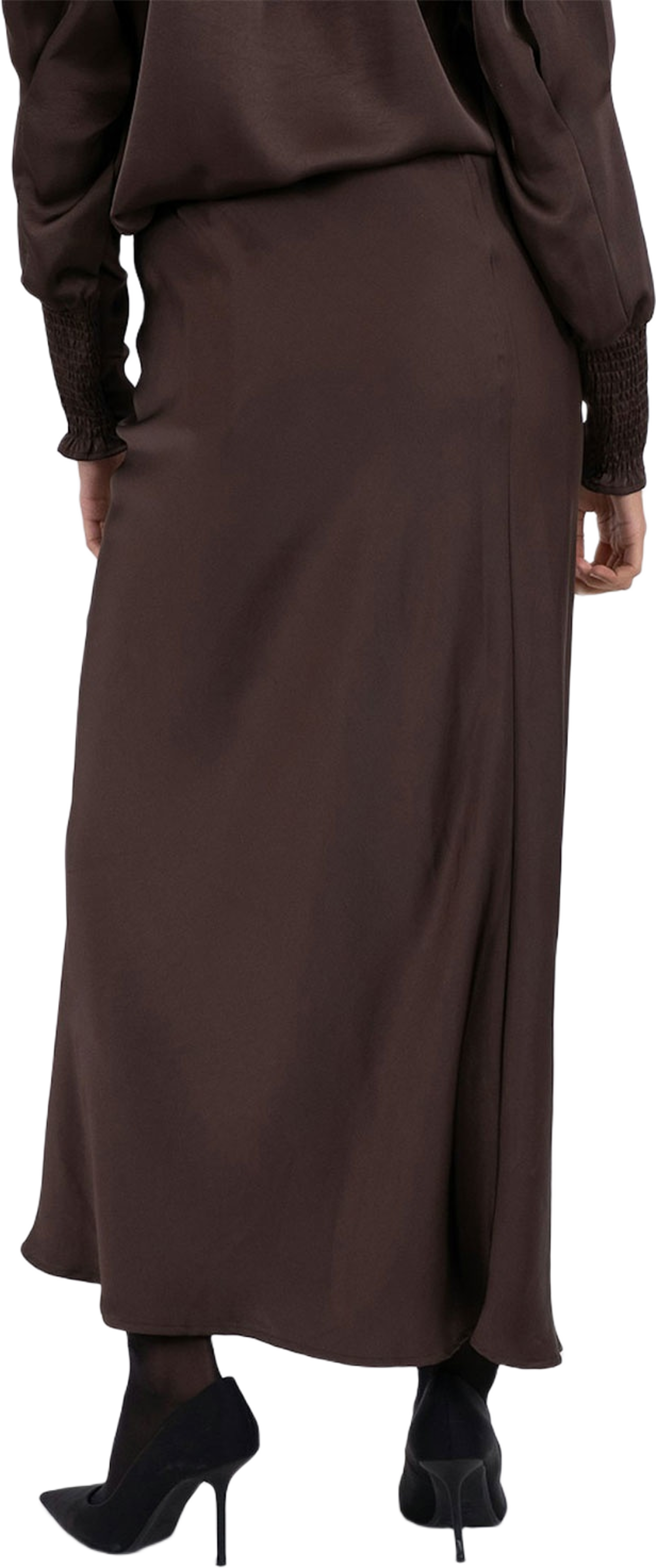 Vicky Heavy Sateen Skirt, från Neo Noir, i färgen Dark Brown.