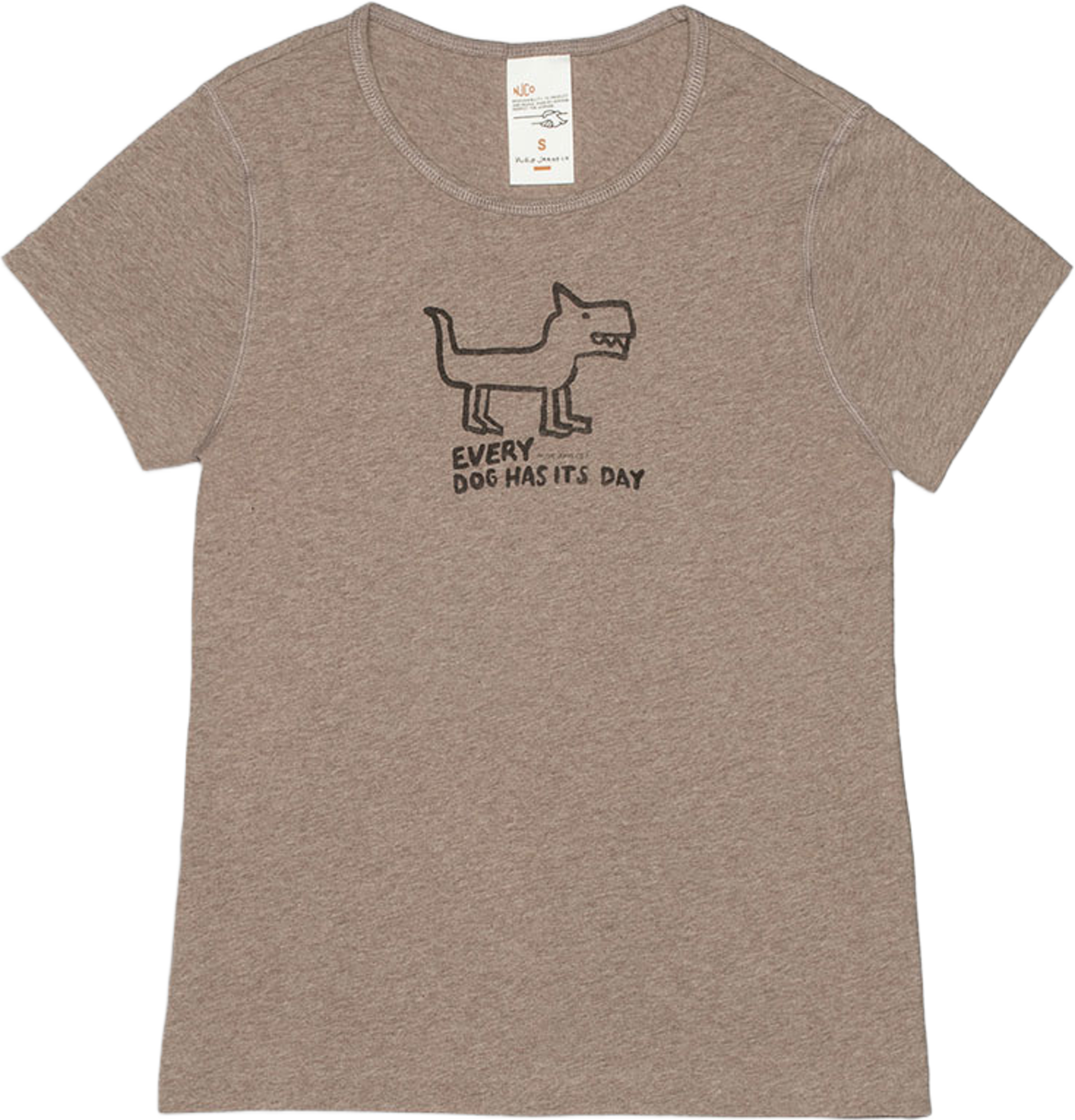 Eve Scratchy Dog T-Shirt, från Nudie Jeans, i färgen Beigemelange. Klicka för att öppna bilden i stort format