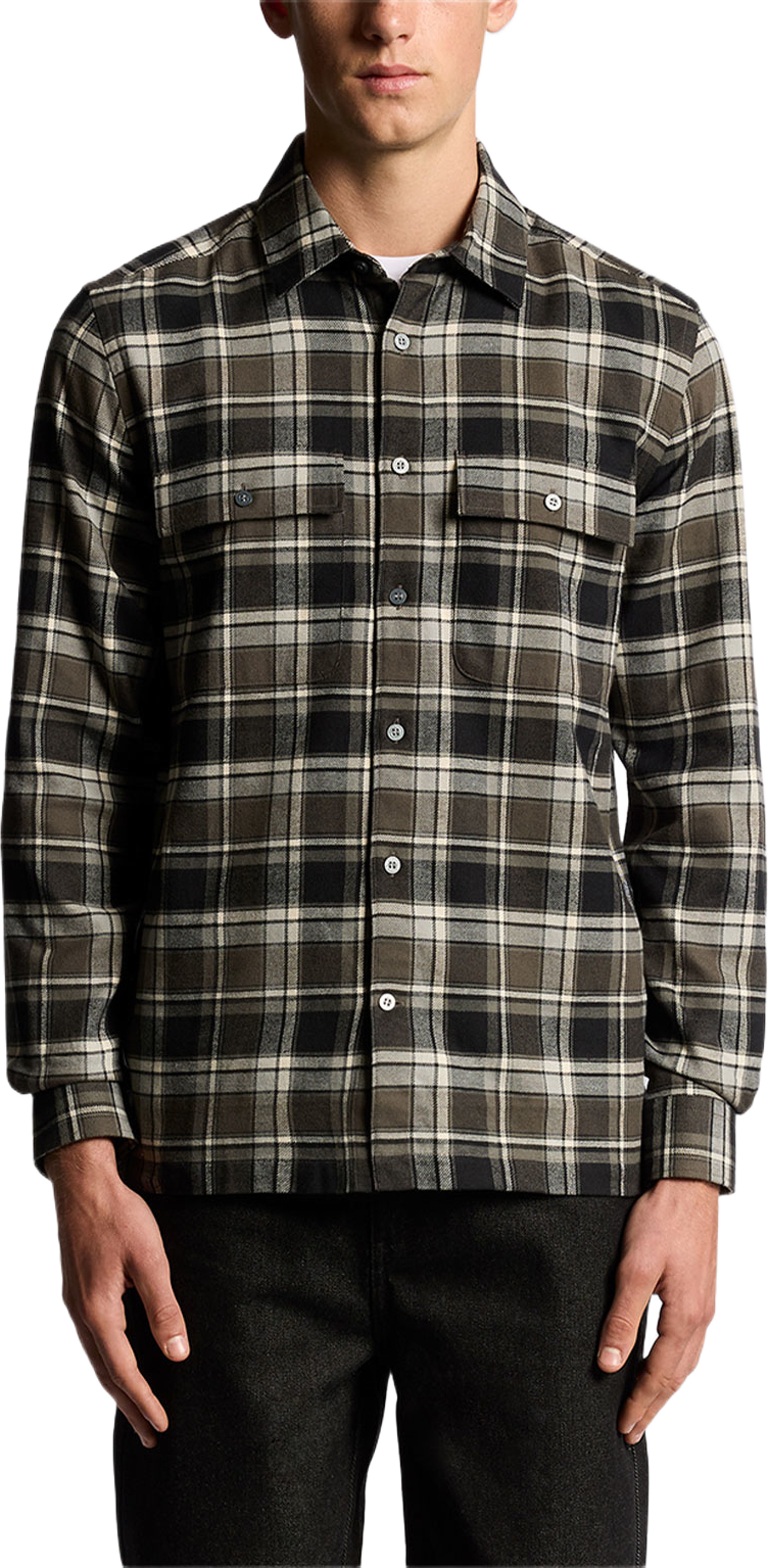 Brushed Cotton Check Shirt, från Lyle & Scott, i färgen Jet Black/Limestone. Klicka för att öppna bilden i stort format