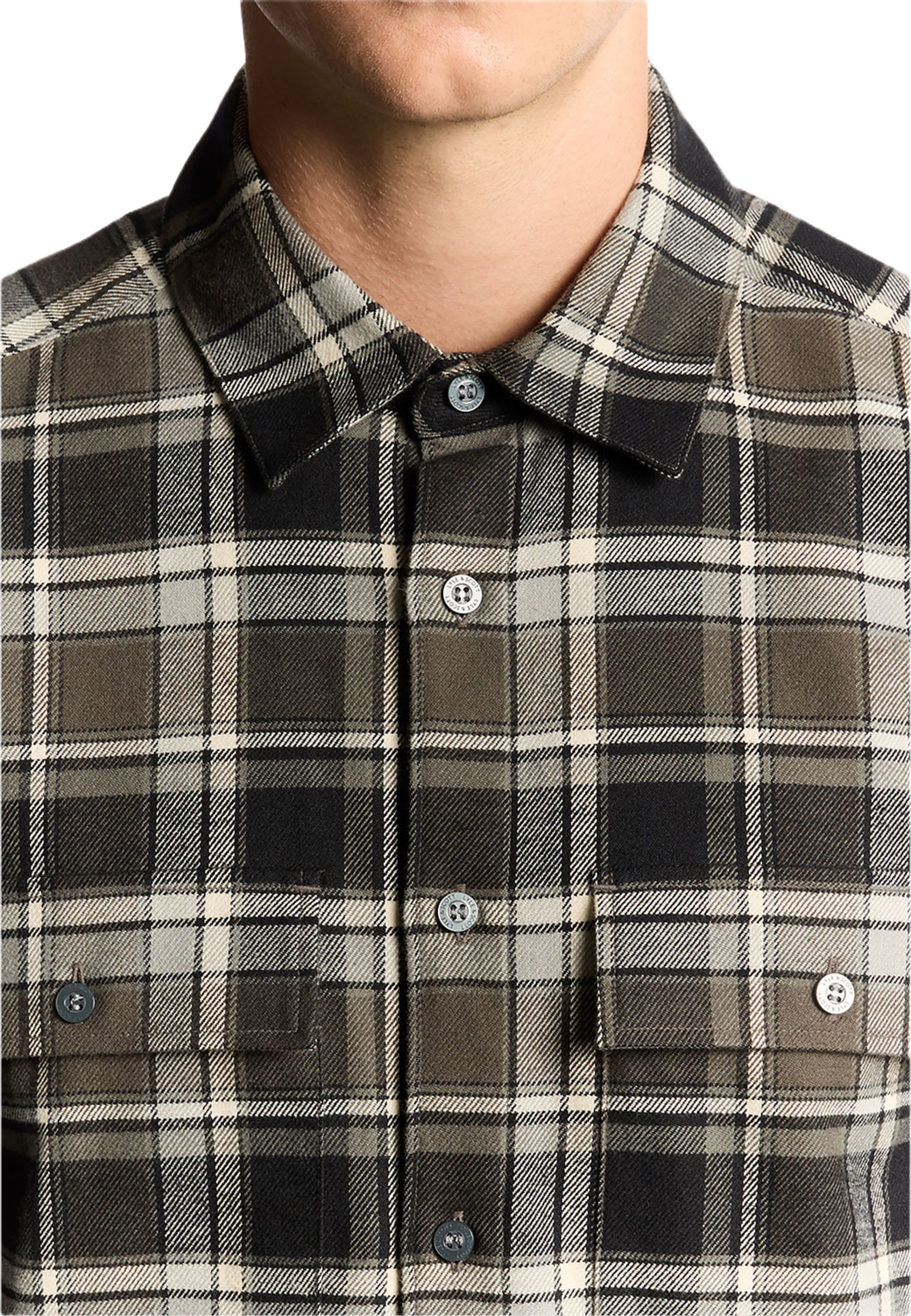 Brushed Cotton Check Shirt, från Lyle & Scott, i färgen Jet Black/Limestone. Klicka för att öppna bilden i stort format