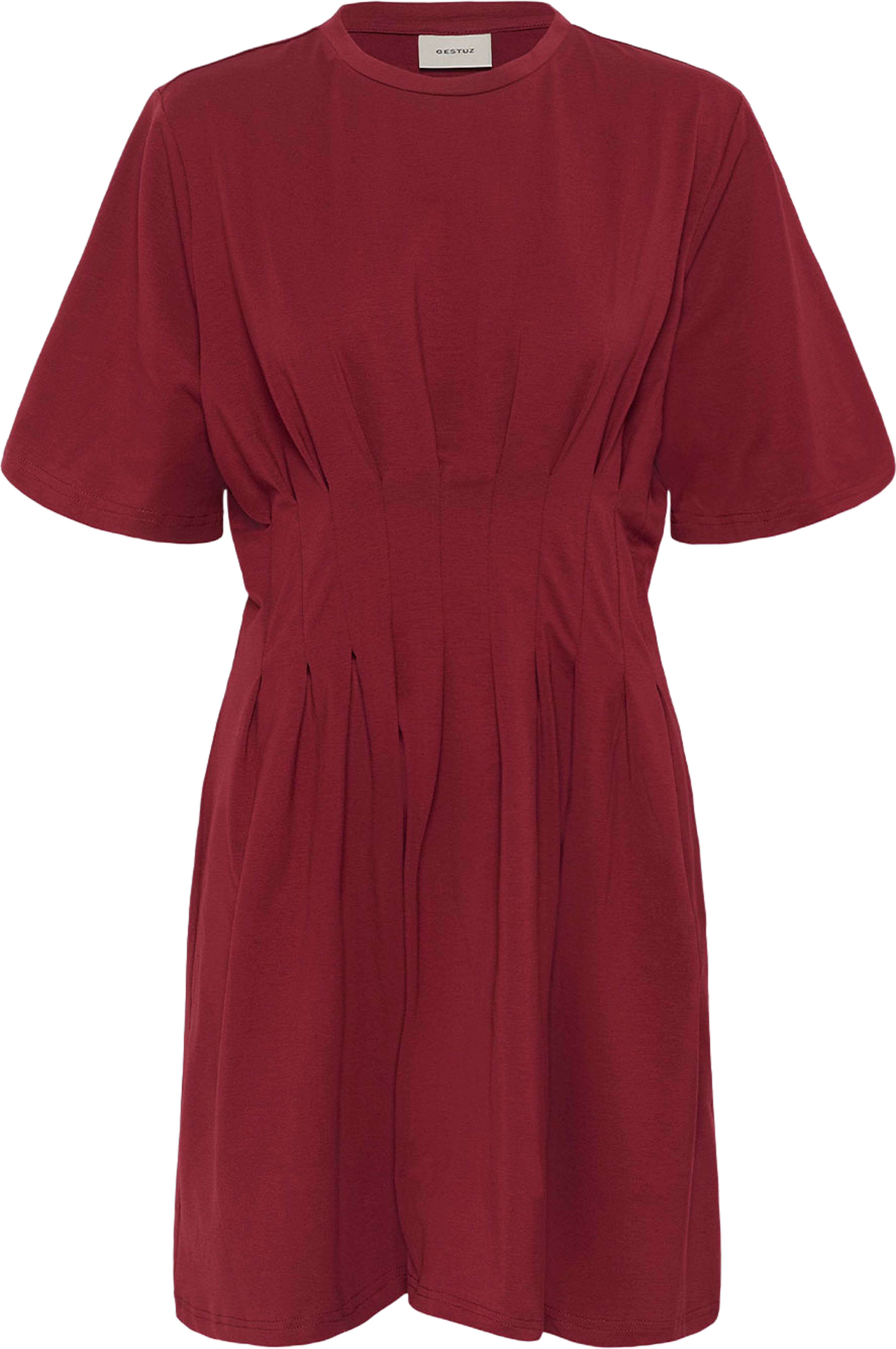 Inez Short Dress, från Gestuz, i färgen Cabernet. Klicka för att öppna bilden i stort format