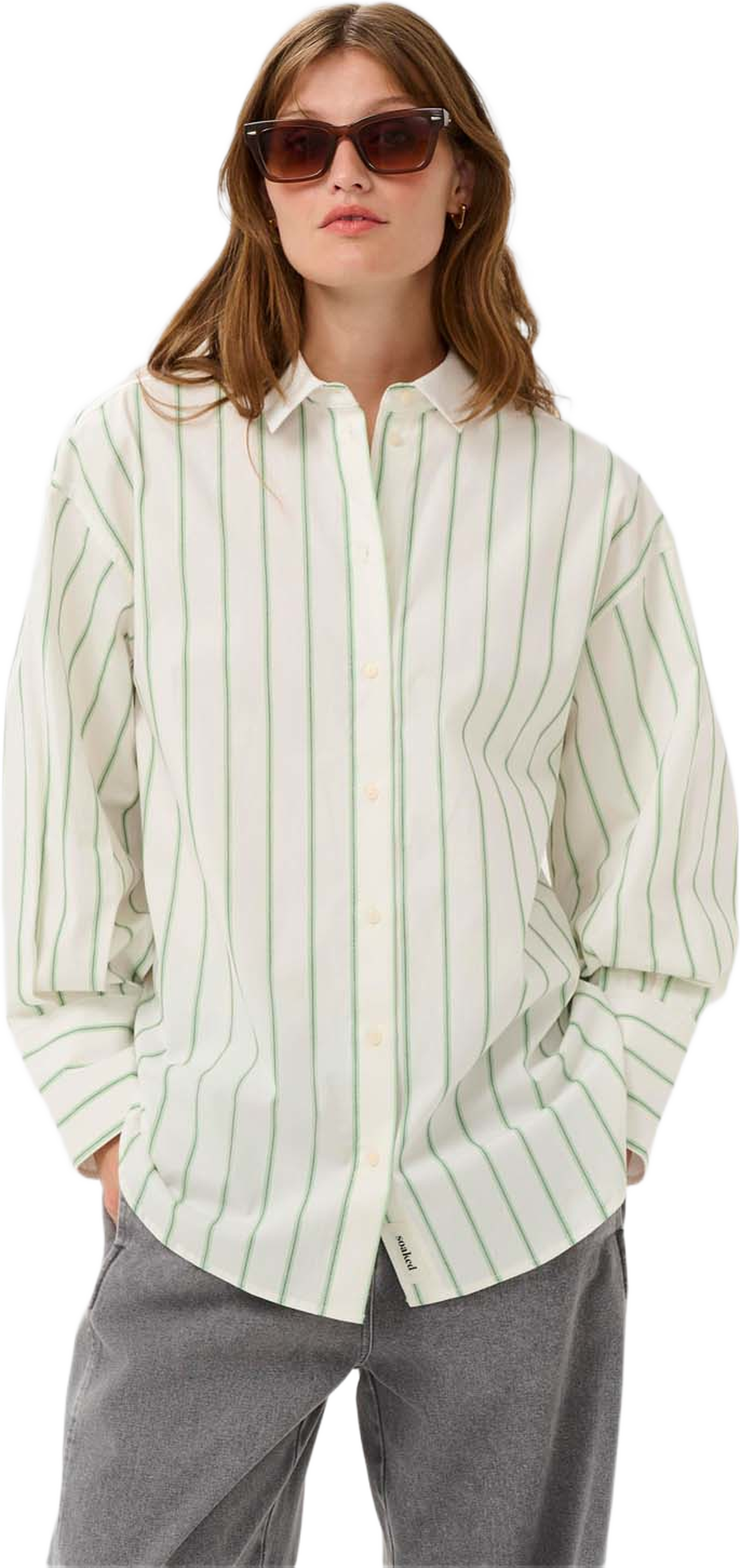 SLNoelle Pants, från Soaked In Luxury, i färgen Vibrant Green And White Stripe. Klicka för att öppna bilden i stort format