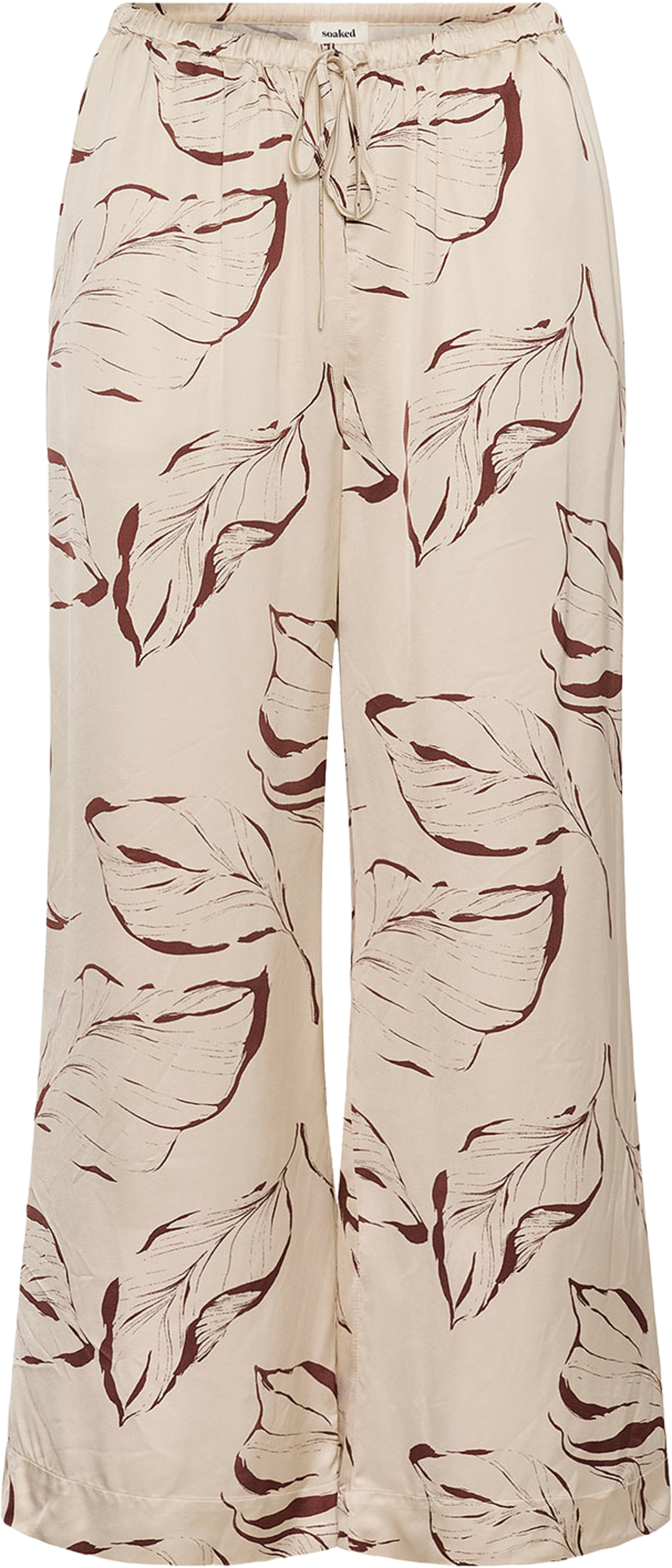 Clero Flared Printed Pants, från Soaked In Luxury, i färgen Oatmeal Leave Print. Klicka för att öppna bilden i stort format