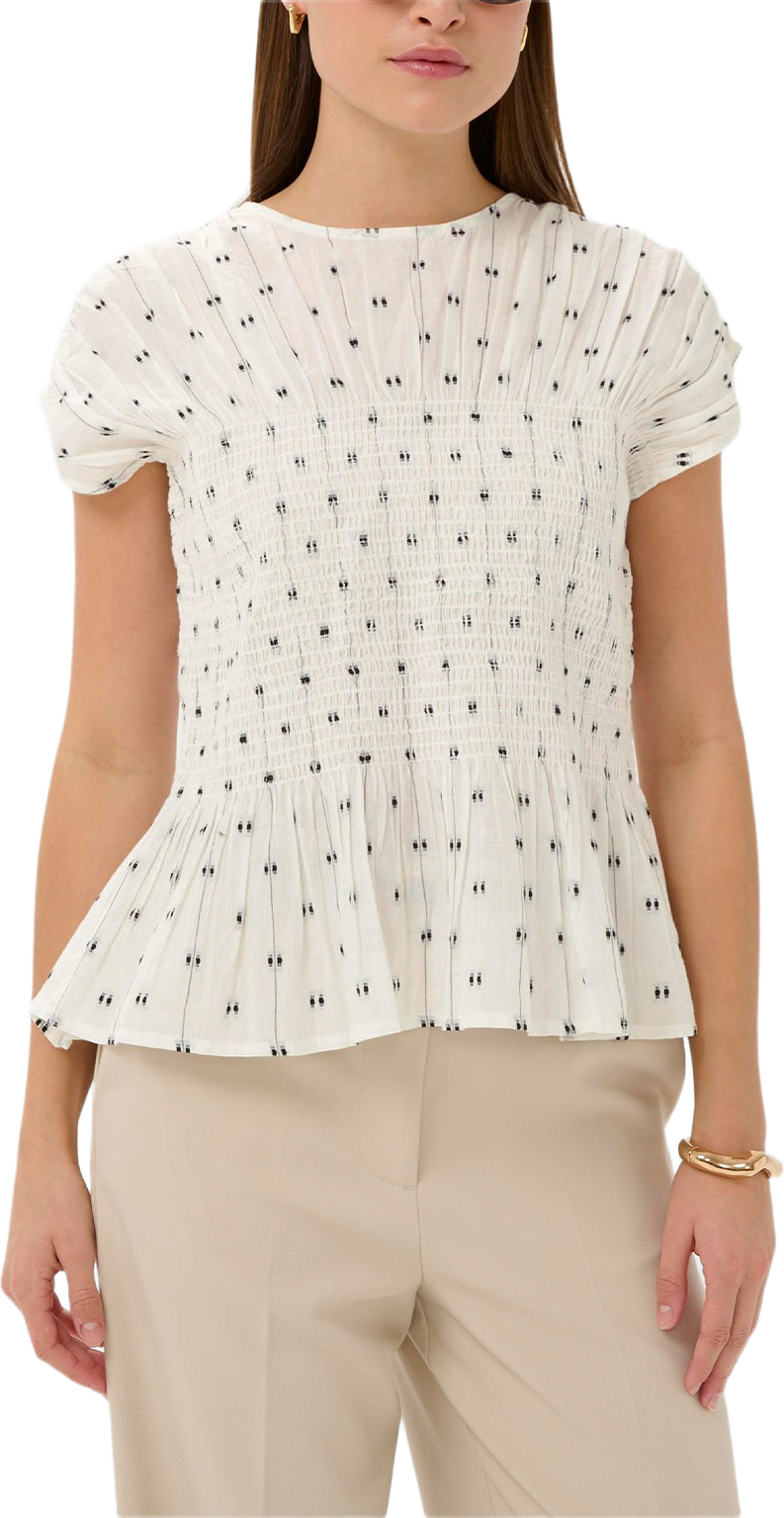 SLAmelie Blouse, från Soaked In Luxury, i färgen White W. Black Dobby. Klicka för att öppna bilden i stort format