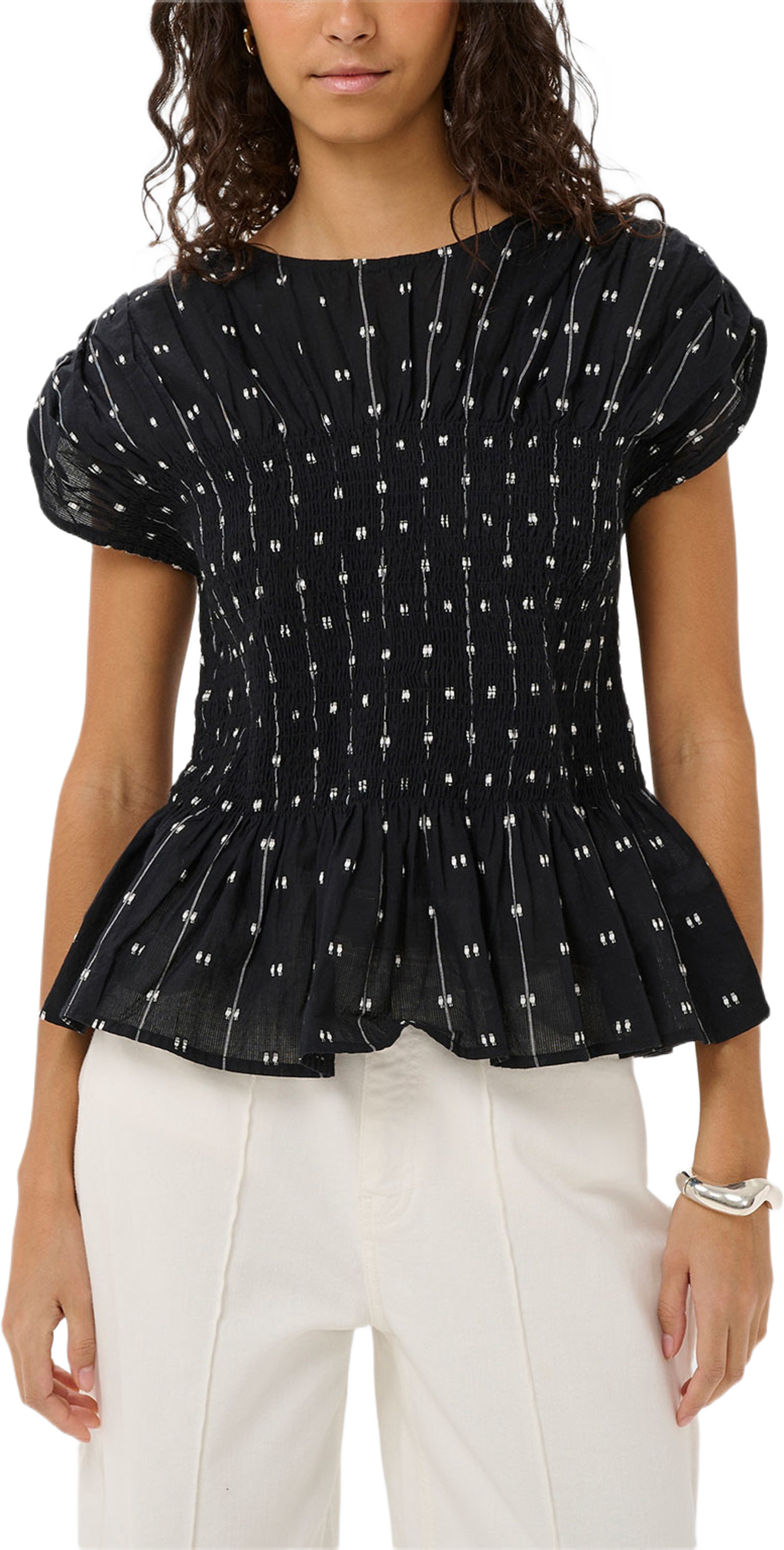 SLAmelie Blouse, från Soaked In Luxury, i färgen Black W White Dobby. Klicka för att öppna bilden i stort format