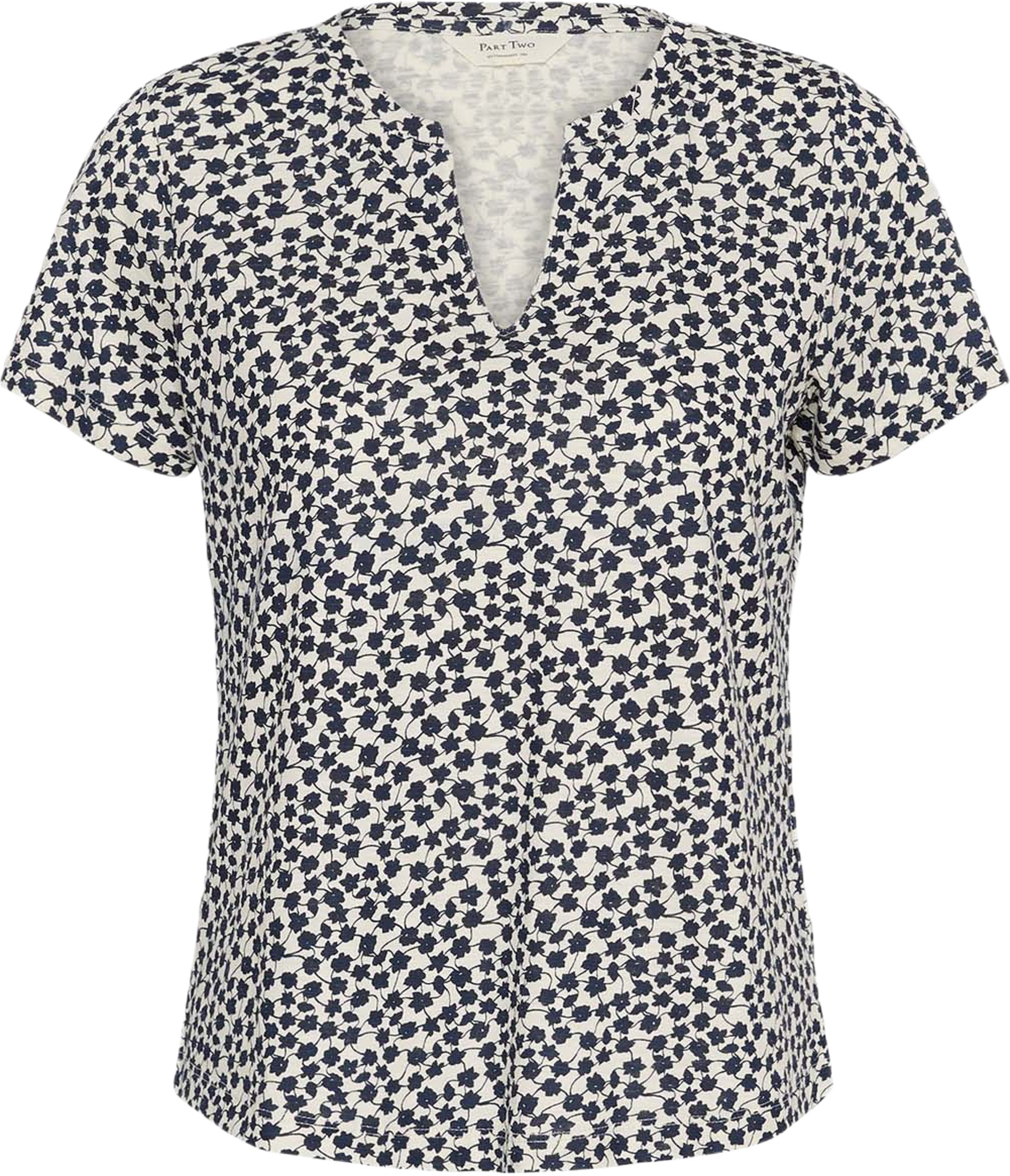 GesinasPW TShirt, från Part Two, i färgen Navy Mini Grid Flower. Klicka för att öppna bilden i stort format