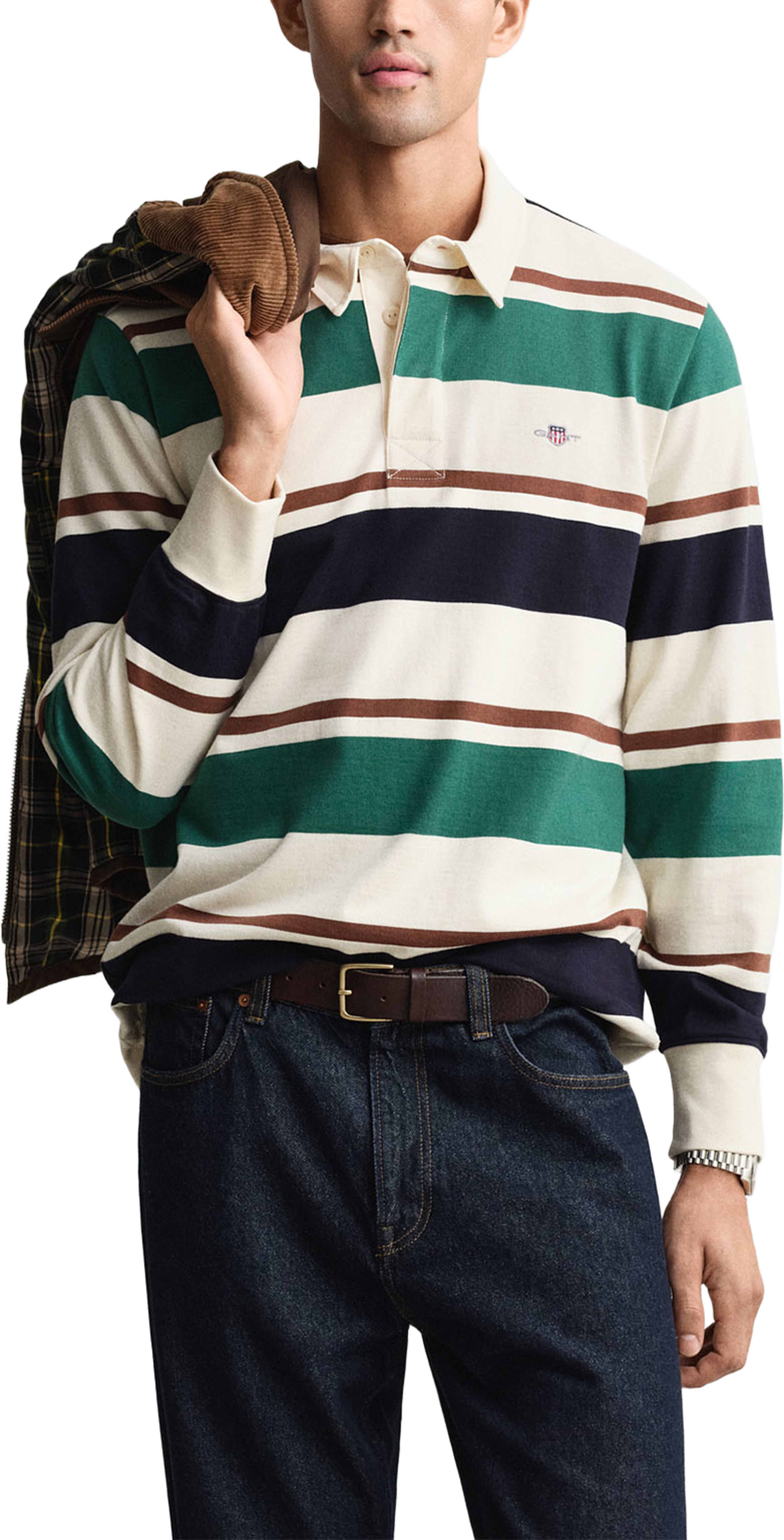 Randig Heavy Rugger, från GANT, i färgen Cream. Klicka för att öppna bilden i stort format