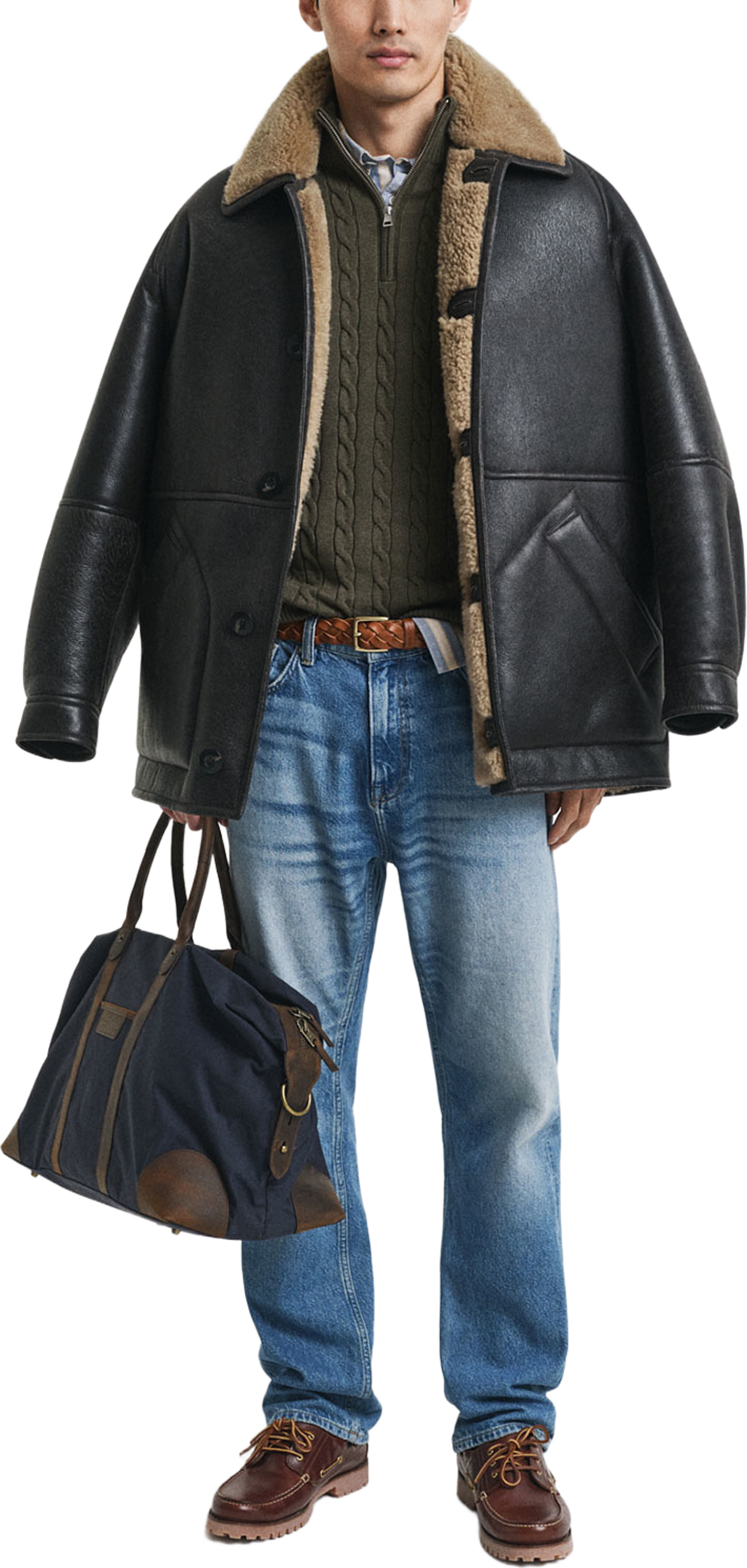 Cotton Cable Half Zip, från GANT, i färgen Khaki Green Mel. Klicka för att öppna bilden i stort format