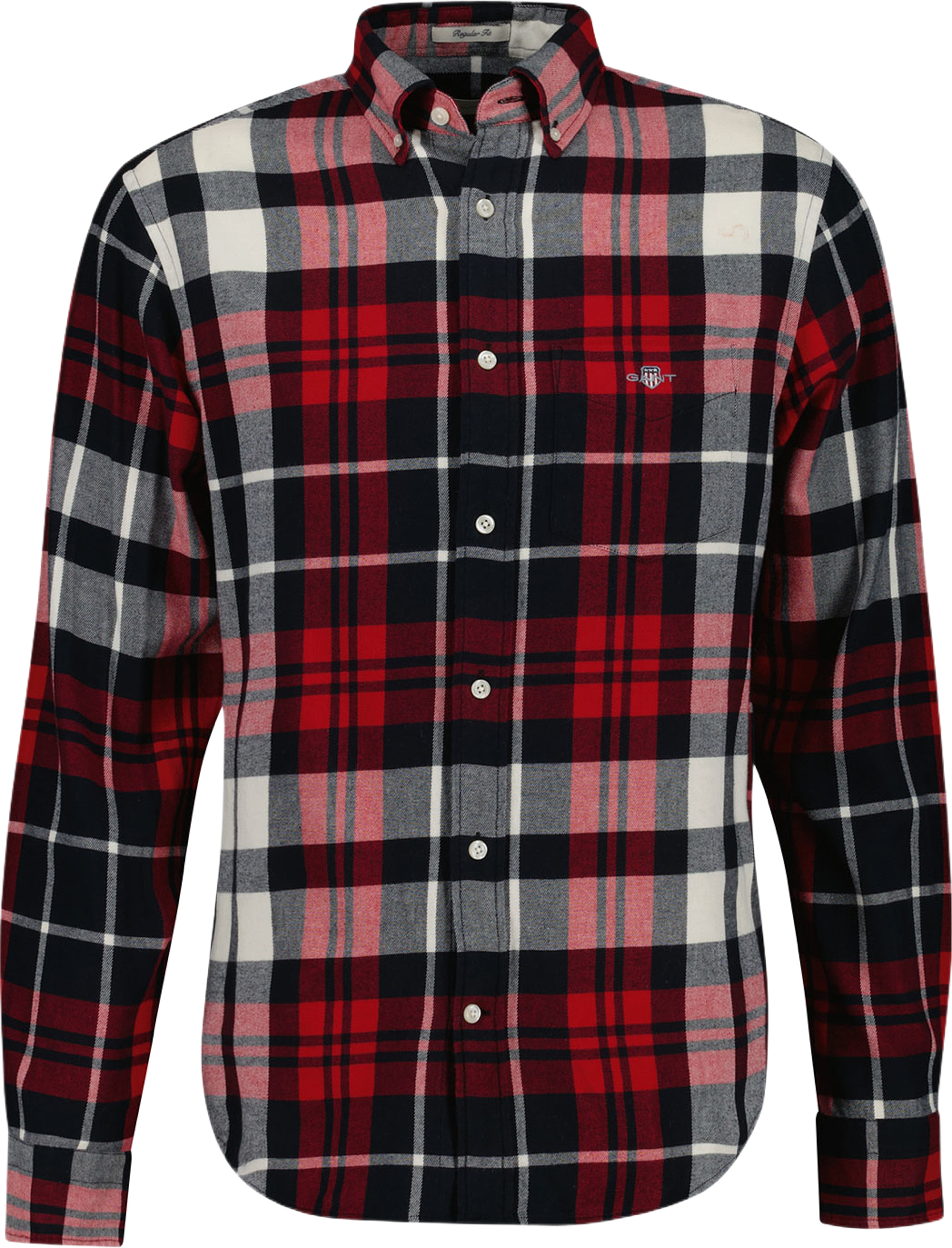 Regular fit Rutig flannelskjorta, från GANT, i färgen Ruby Red. Klicka för att öppna bilden i stort format