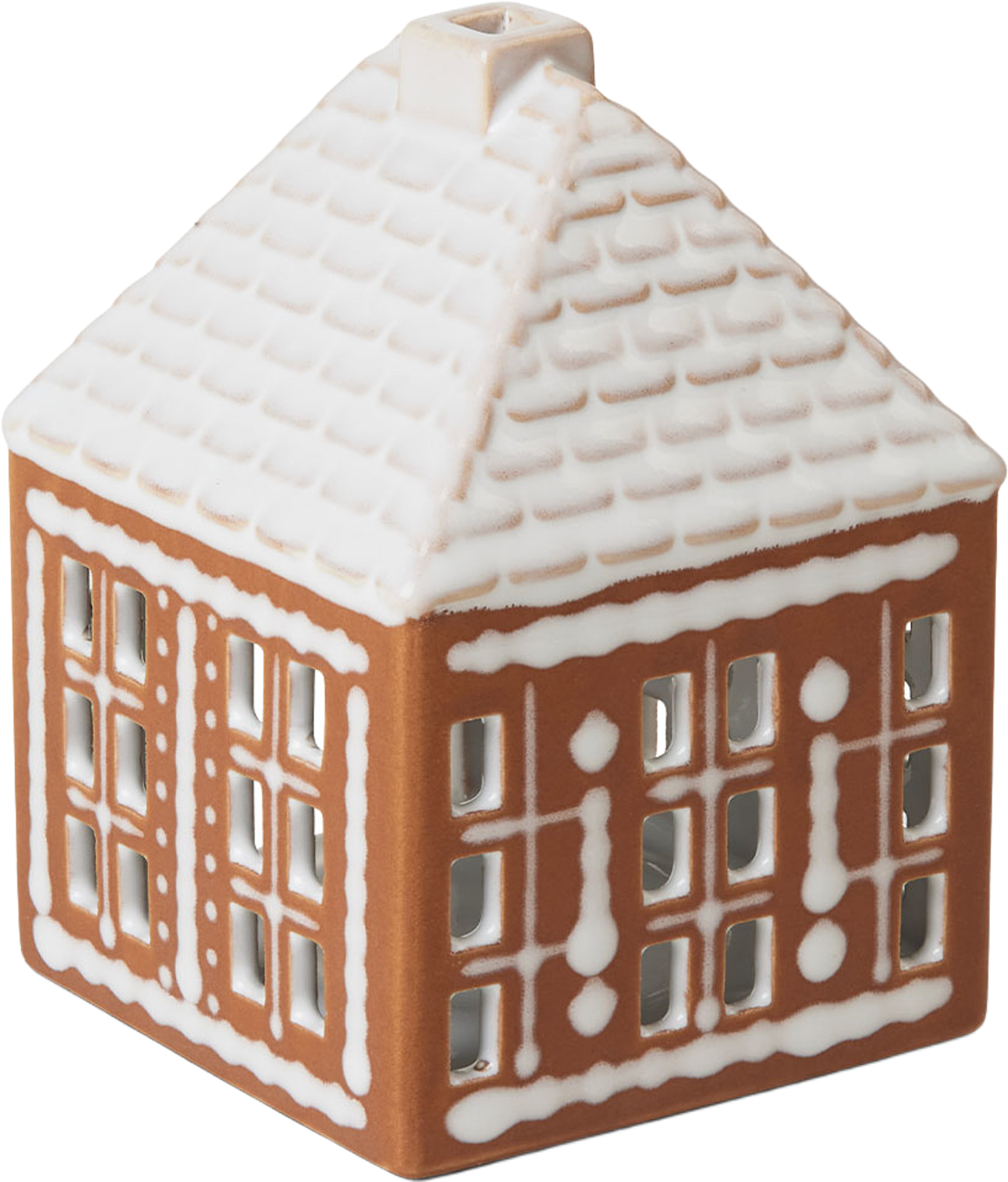 Ljuslykta Pepparkakshus Small, från Kähler, i färgen Brown. Klicka för att öppna bilden i stort format