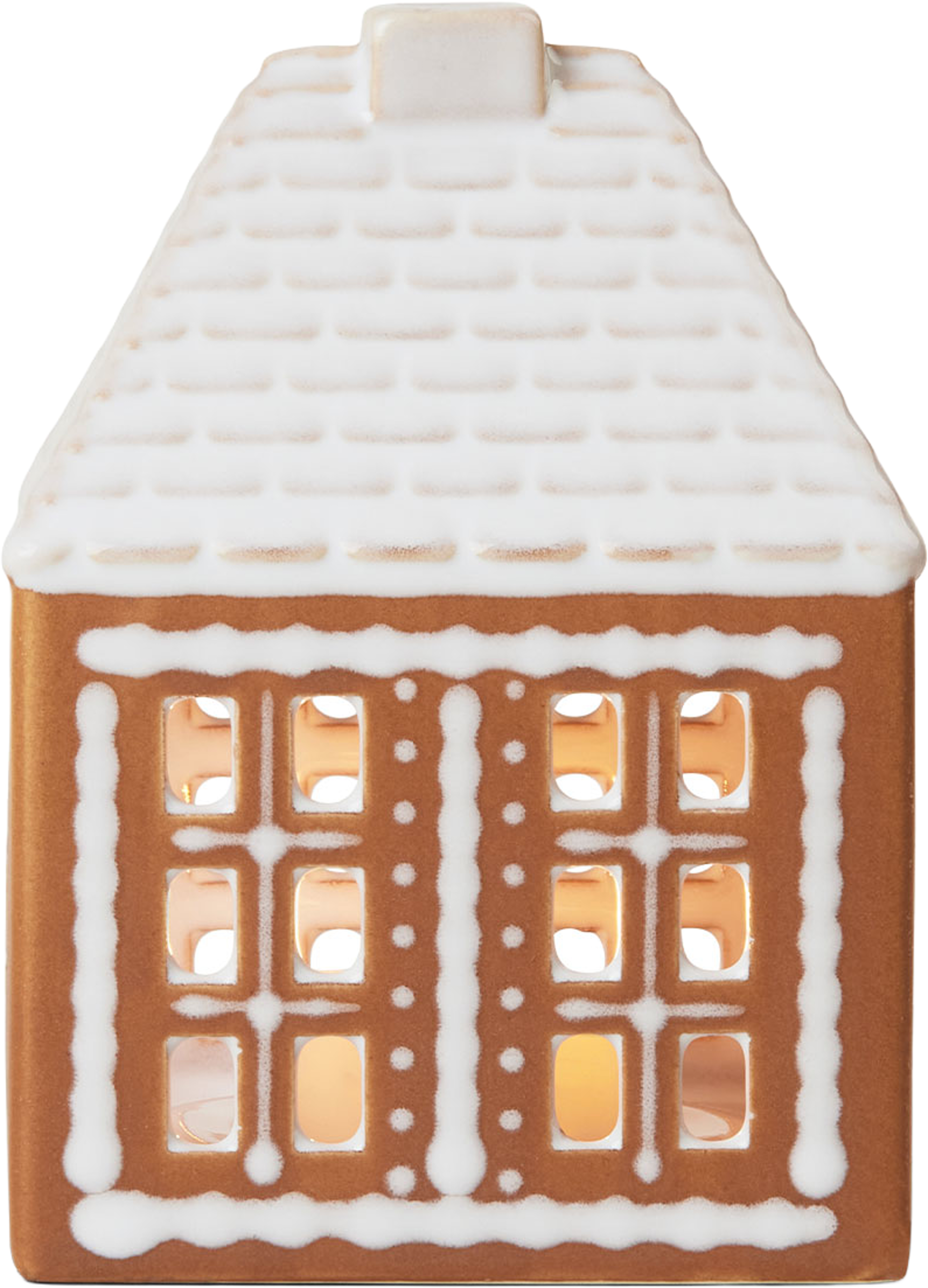 Ljuslykta Pepparkakshus Small, från Kähler, i färgen Brown. Klicka för att öppna bilden i stort format