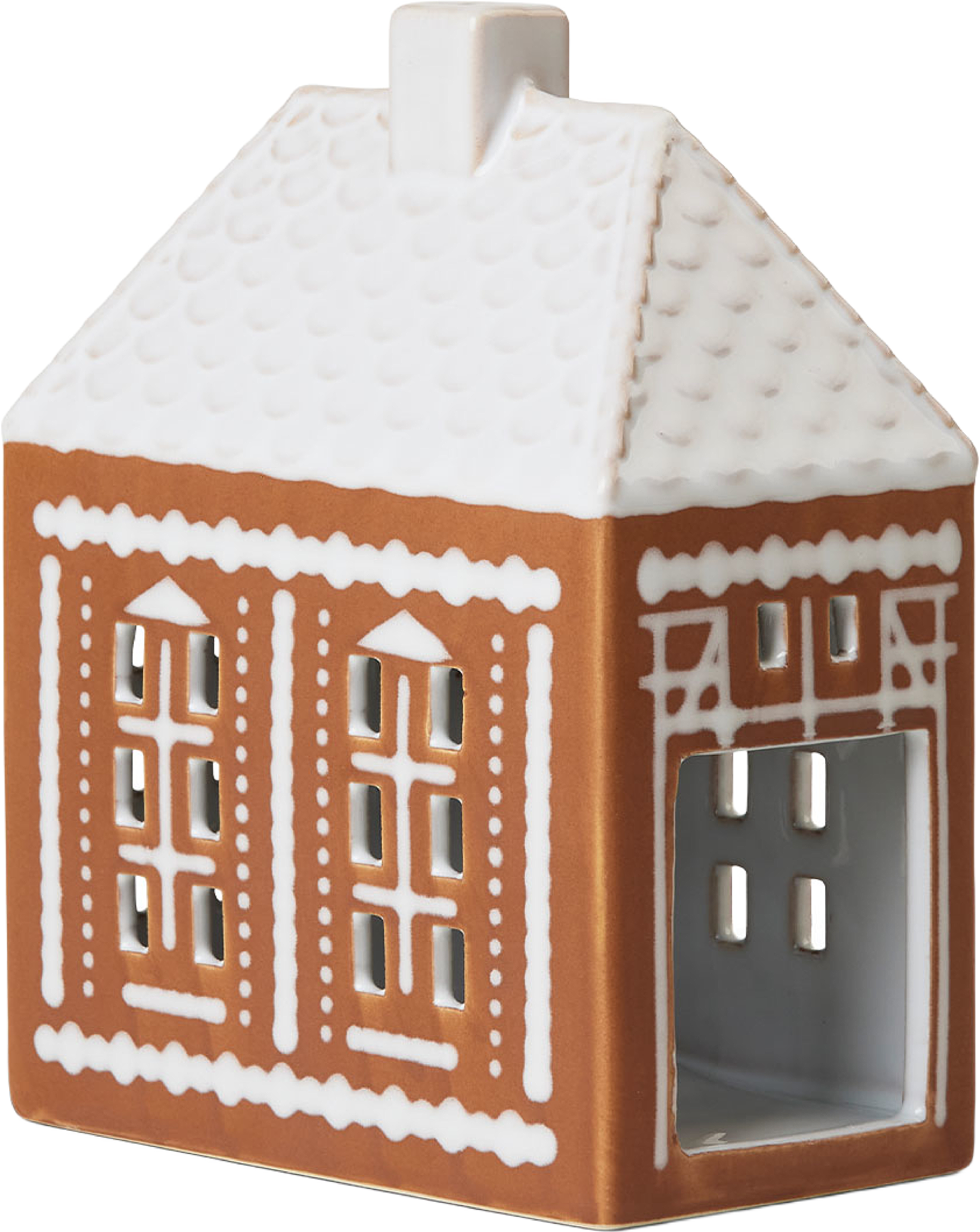 Ljuslykta Pepparkakshus Medium, från Kähler, i färgen Brown. Klicka för att öppna bilden i stort format