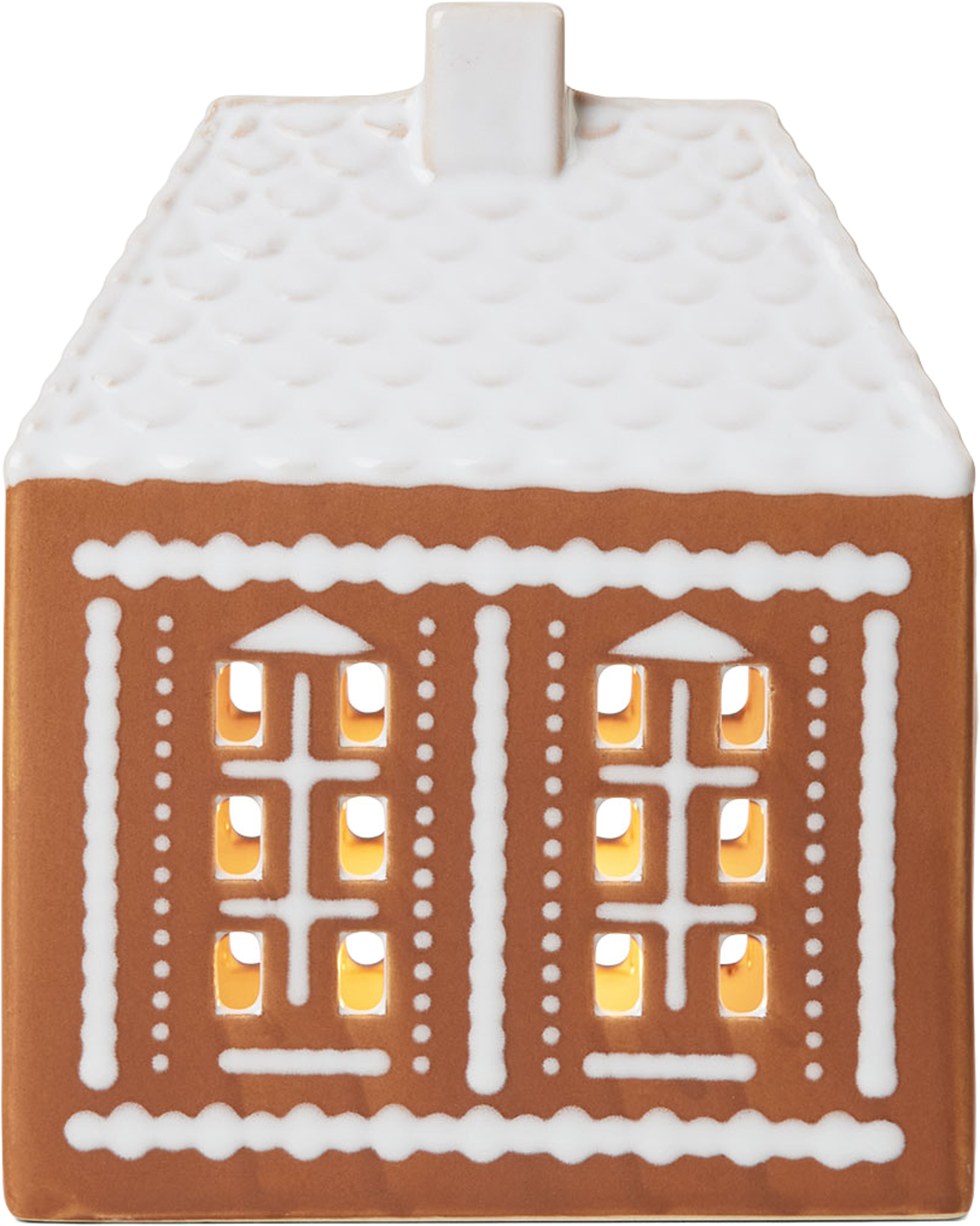 Ljuslykta Pepparkakshus Medium, från Kähler, i färgen Brown. Klicka för att öppna bilden i stort format