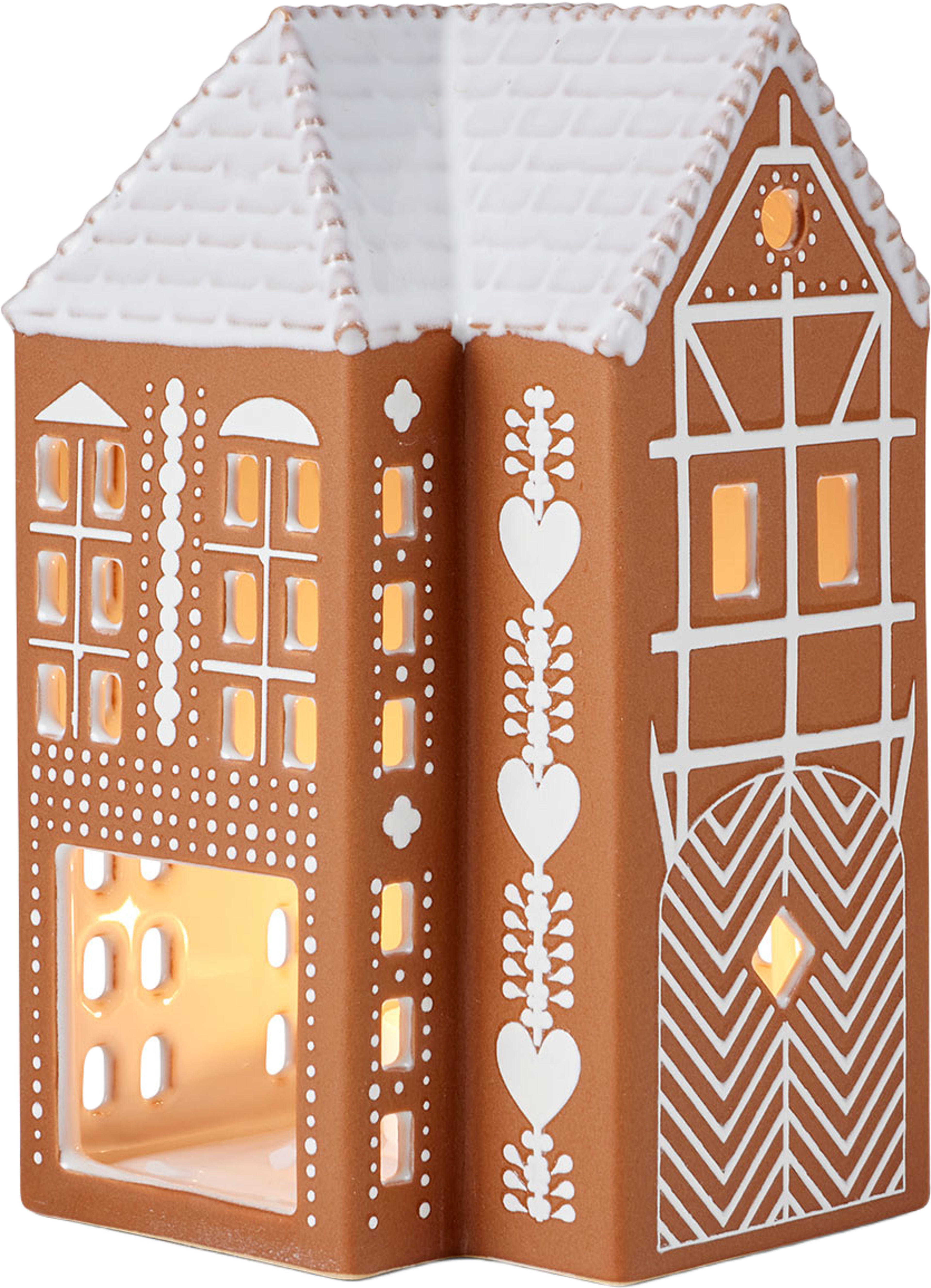 Ljuslykta Pepparkakshus Large, från Kähler, i färgen Brown. Klicka för att öppna bilden i stort format
