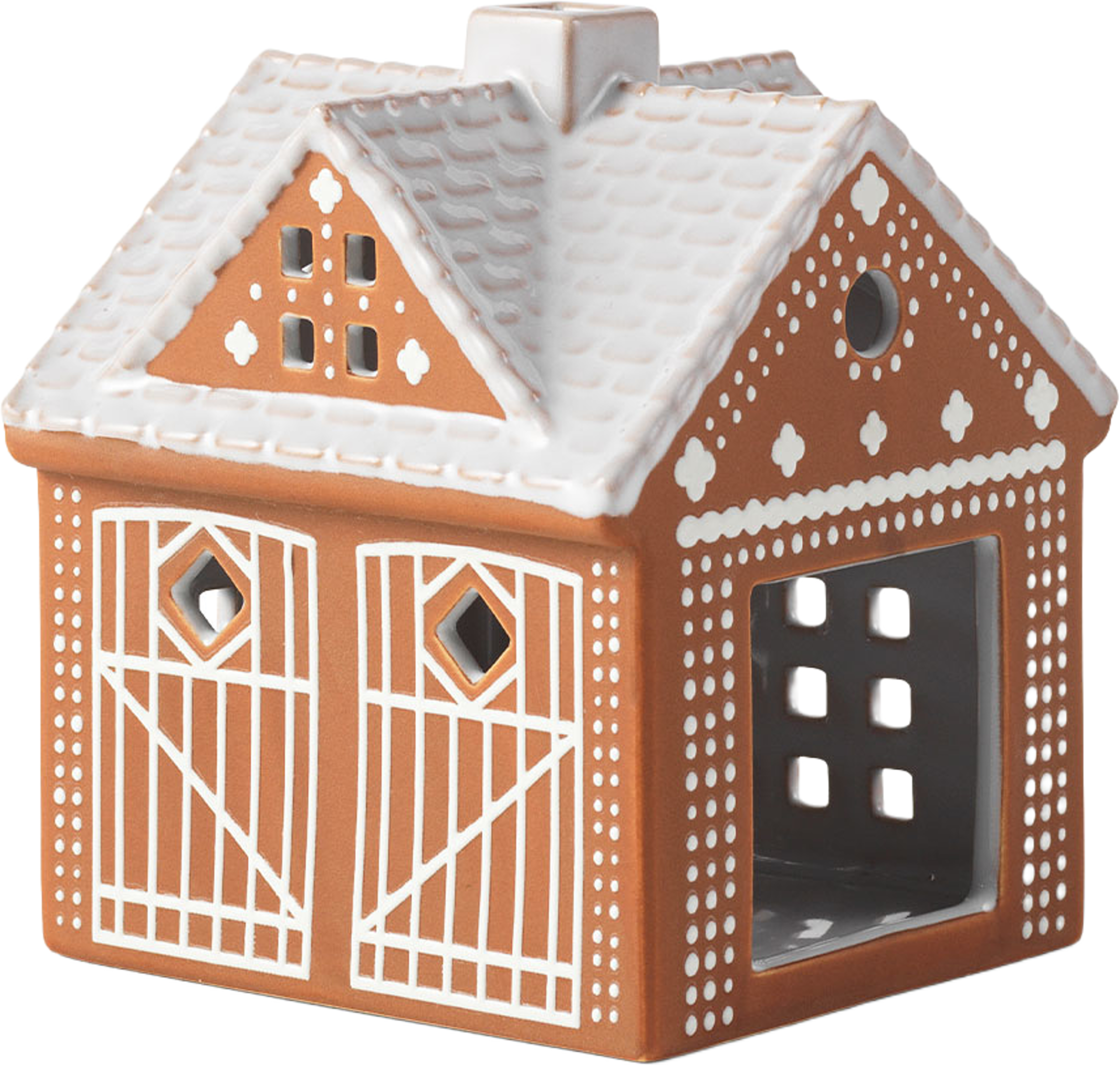 Ljuslykta Pepparkakshus stall, från Kähler, i färgen Brown. Klicka för att öppna bilden i stort format