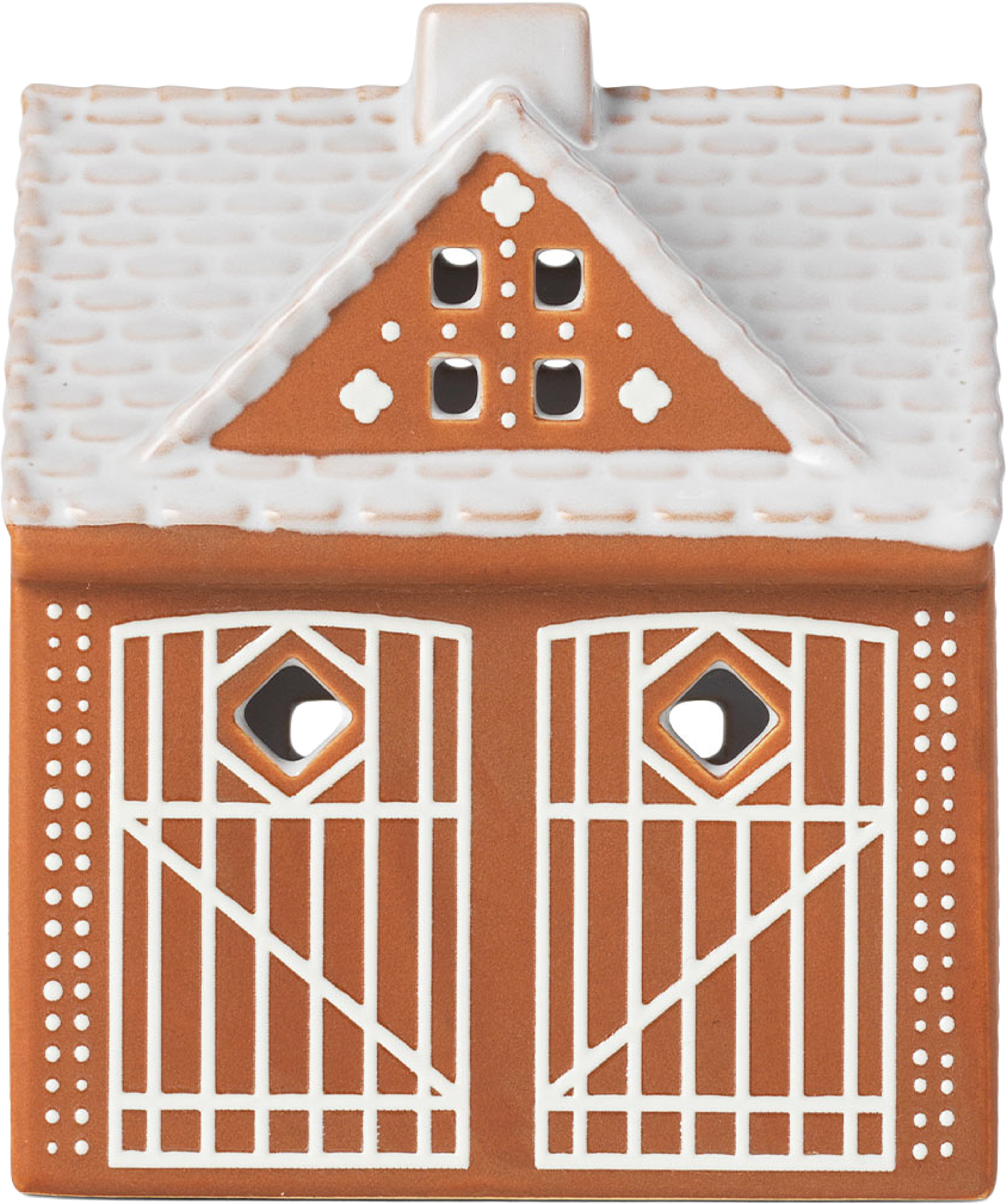 Ljuslykta Pepparkakshus stall, från Kähler, i färgen Brown. Klicka för att öppna bilden i stort format