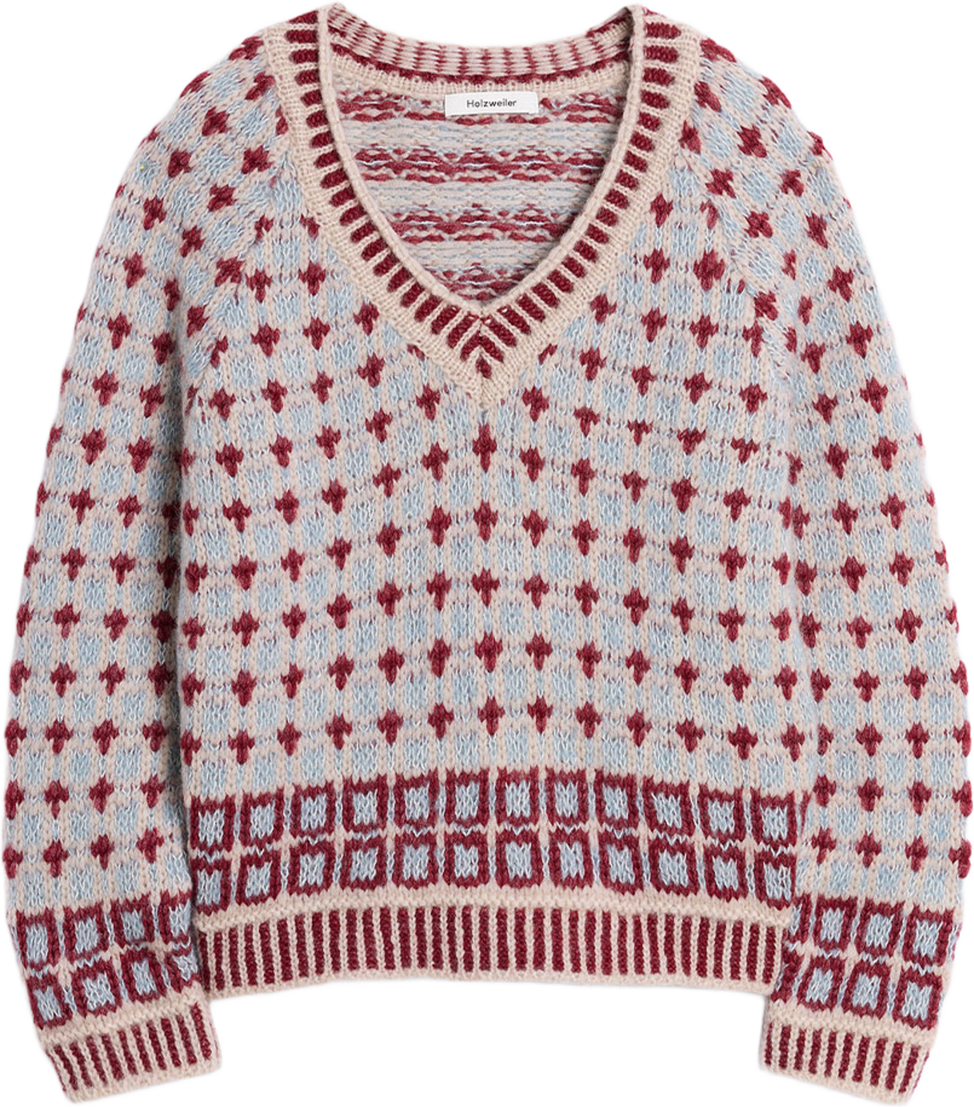 Norwegian Wool  V-Neck, från Holzweiler, i färgen Red Mix. Klicka för att öppna bilden i stort format