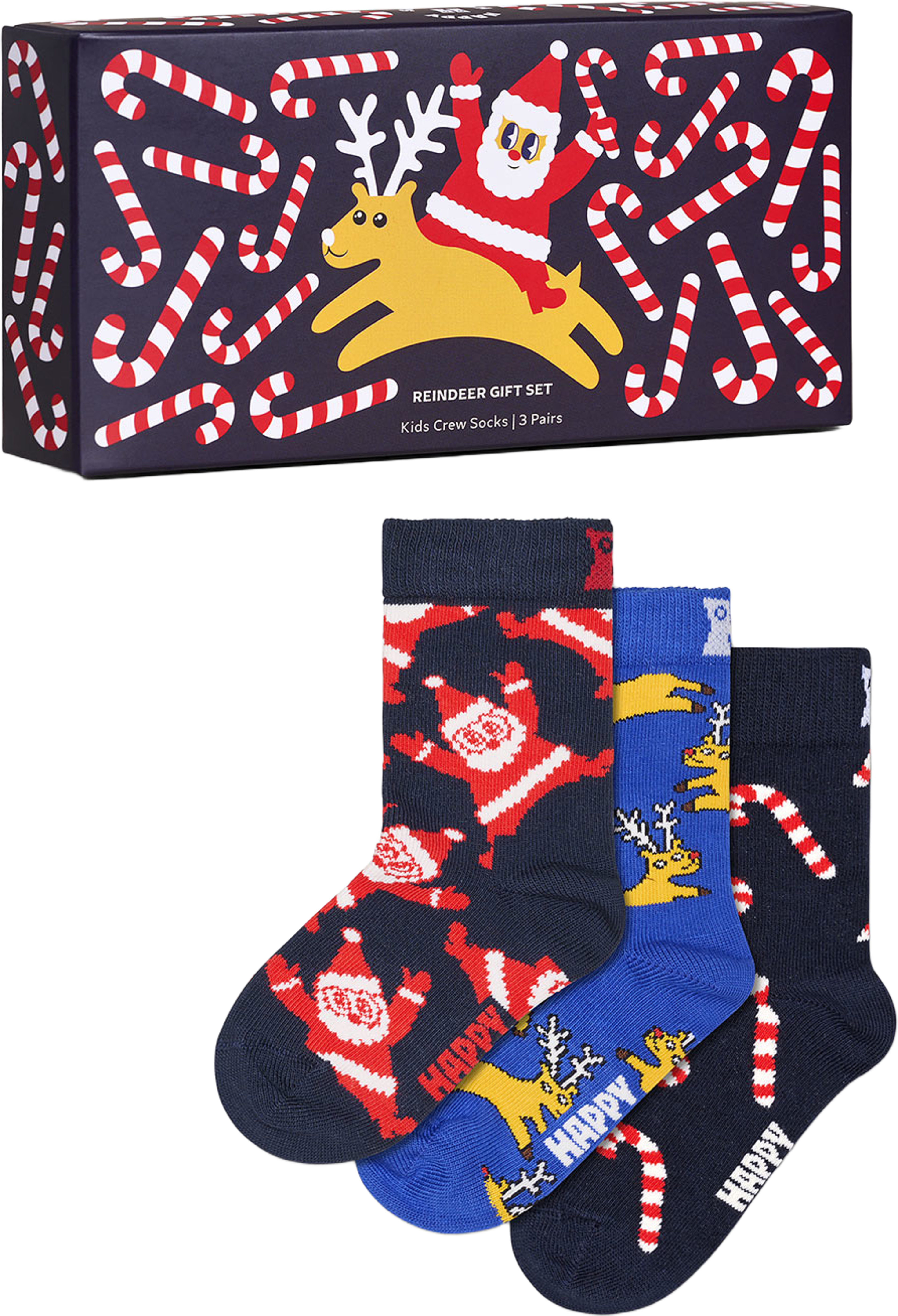 Kids 3-Pack Santa and His Helper Gift Set, från Happy Socks, i färgen Navy. Klicka för att öppna bilden i stort format