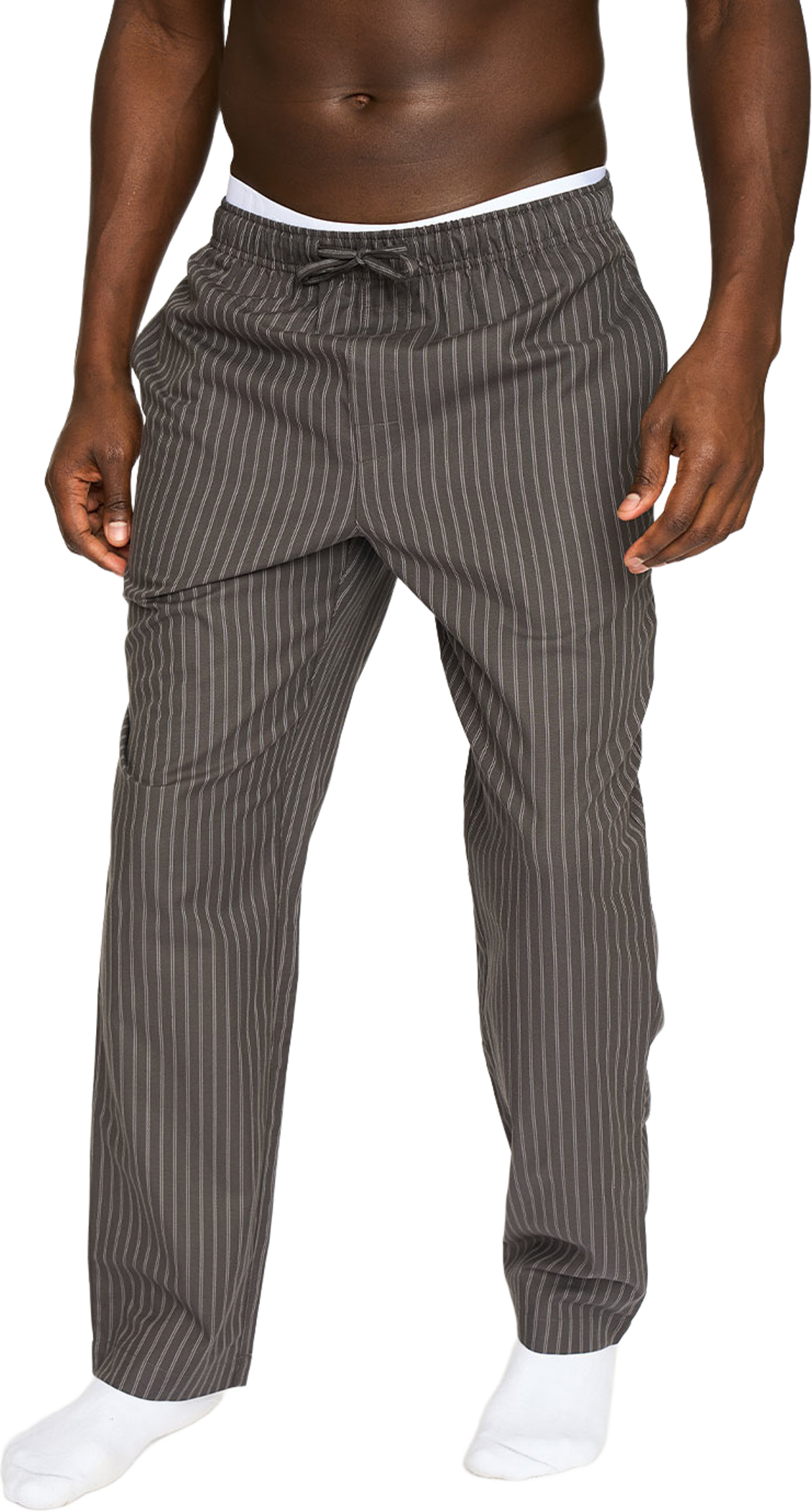 Pyjamasbyxor "Sandman", från Resteröds, i färgen Dark Grey With Stripes. Klicka för att öppna bilden i stort format