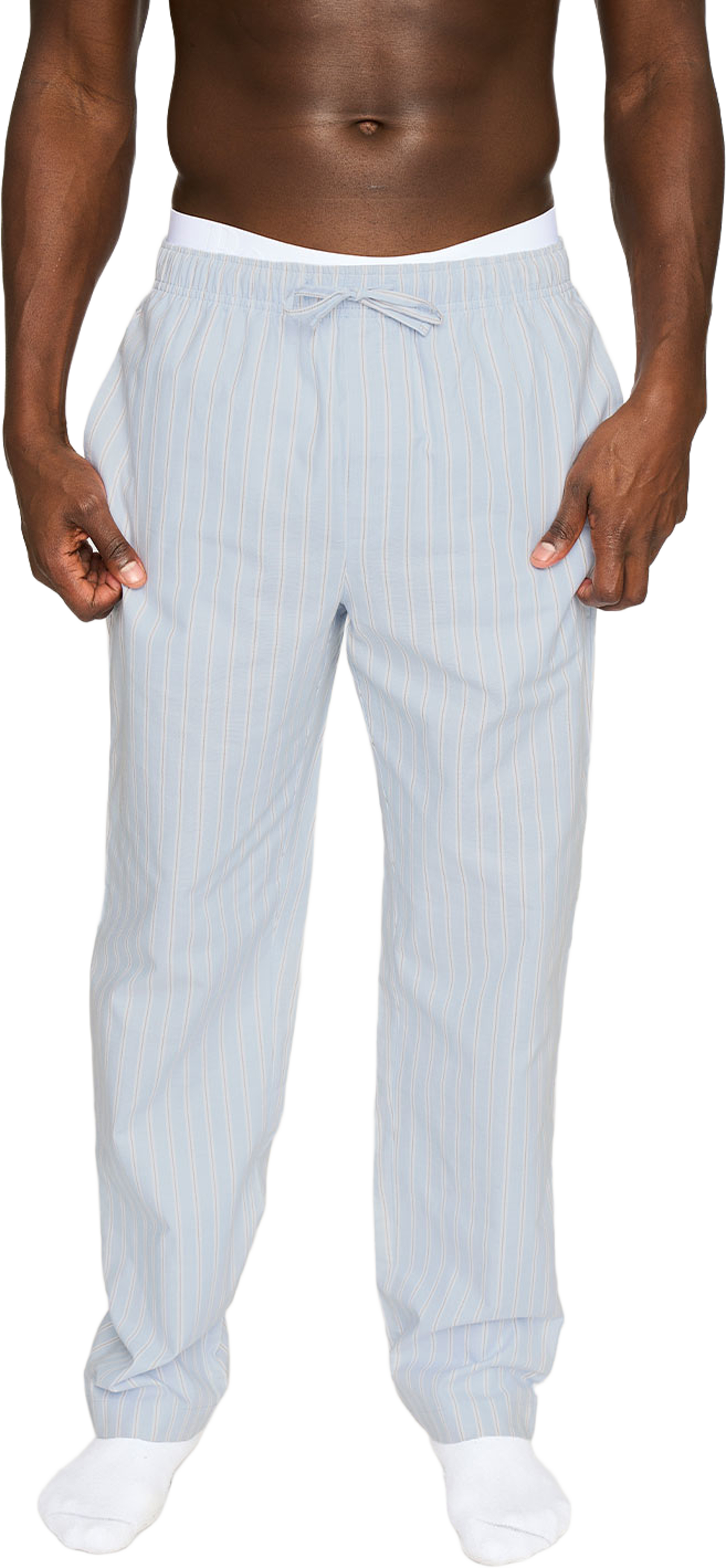 Pyjamasbyxor "Sandman", från Resteröds, i färgen Light Blue With Stripes. Klicka för att öppna bilden i stort format