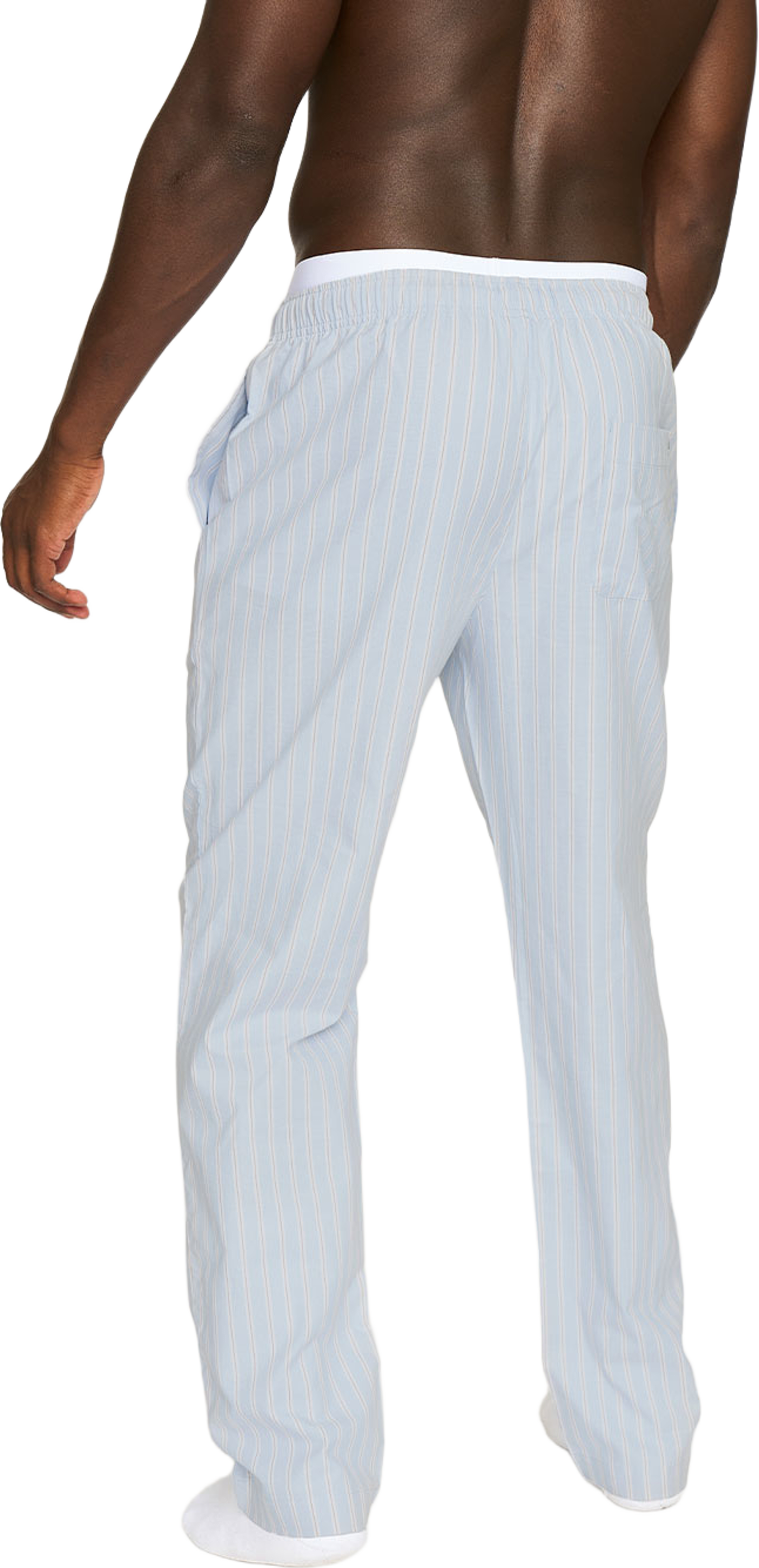 Pyjamasbyxor "Sandman", från Resteröds, i färgen Light Blue With Stripes. Klicka för att öppna bilden i stort format