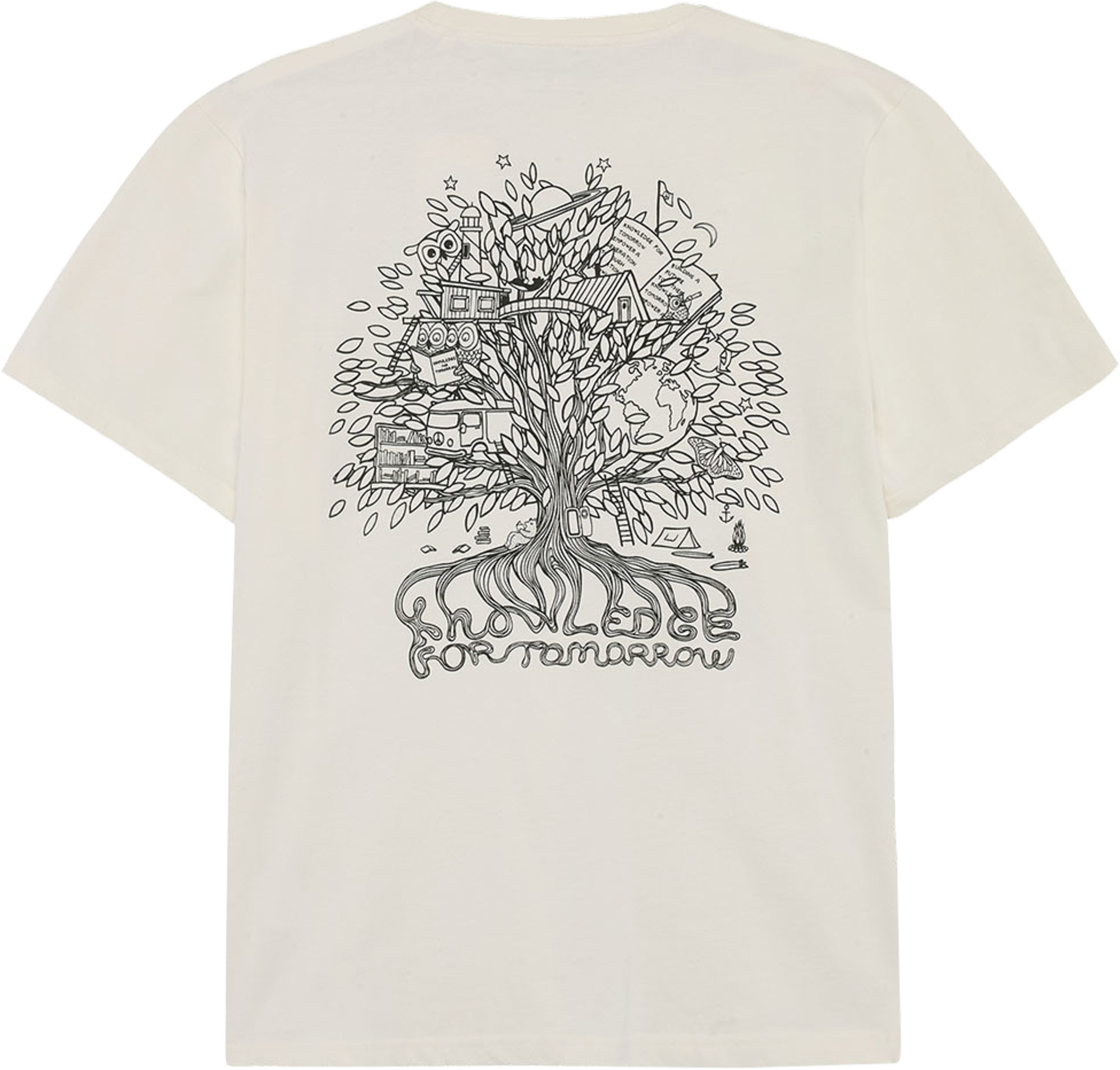 Back print t-shirt, från Knowledge Cotton Apparel, i färgen Egret. Klicka för att öppna bilden i stort format