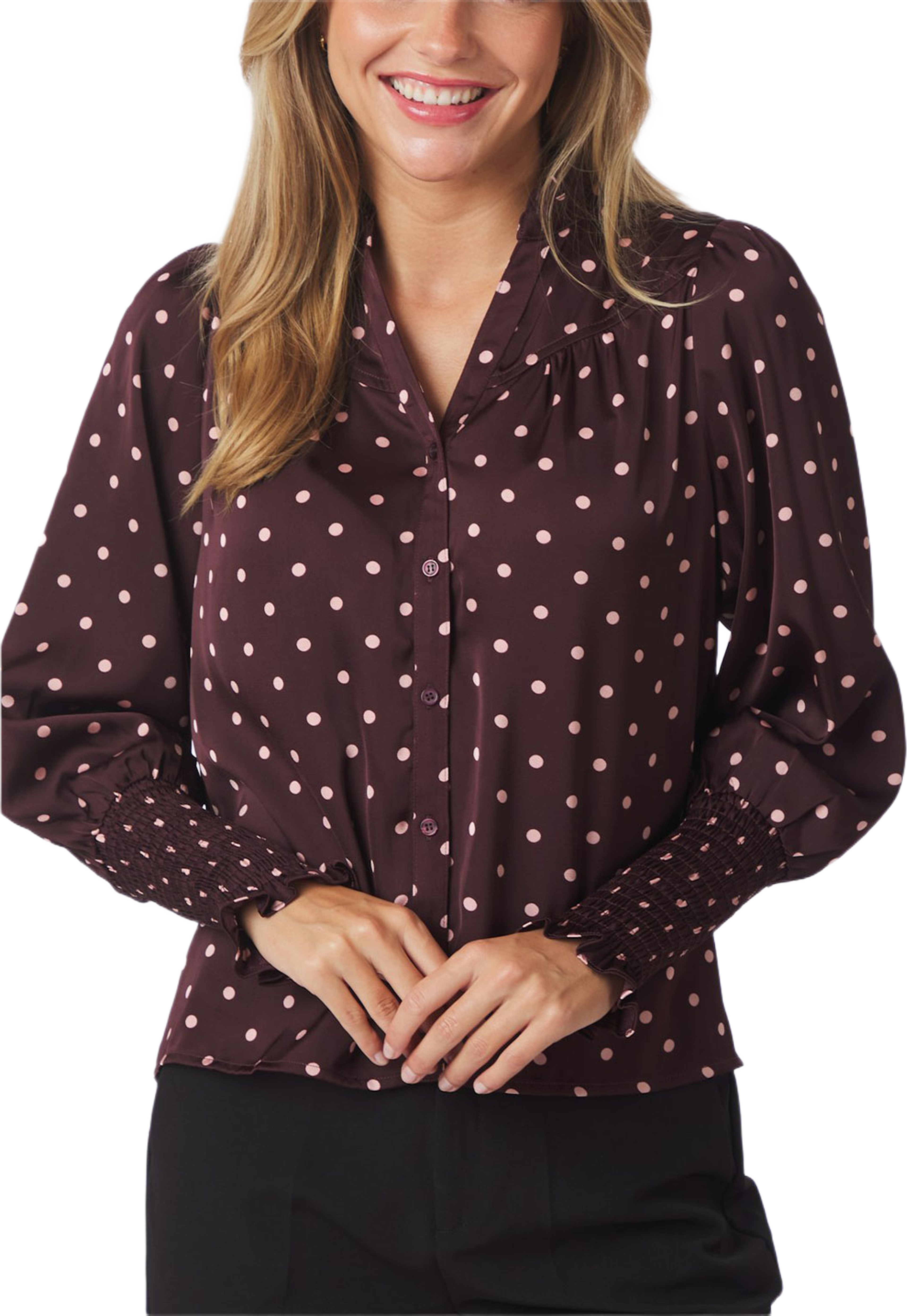 Camisa Dot Blouse, från Neo Noir, i färgen Burgundy. Klicka för att öppna bilden i stort format